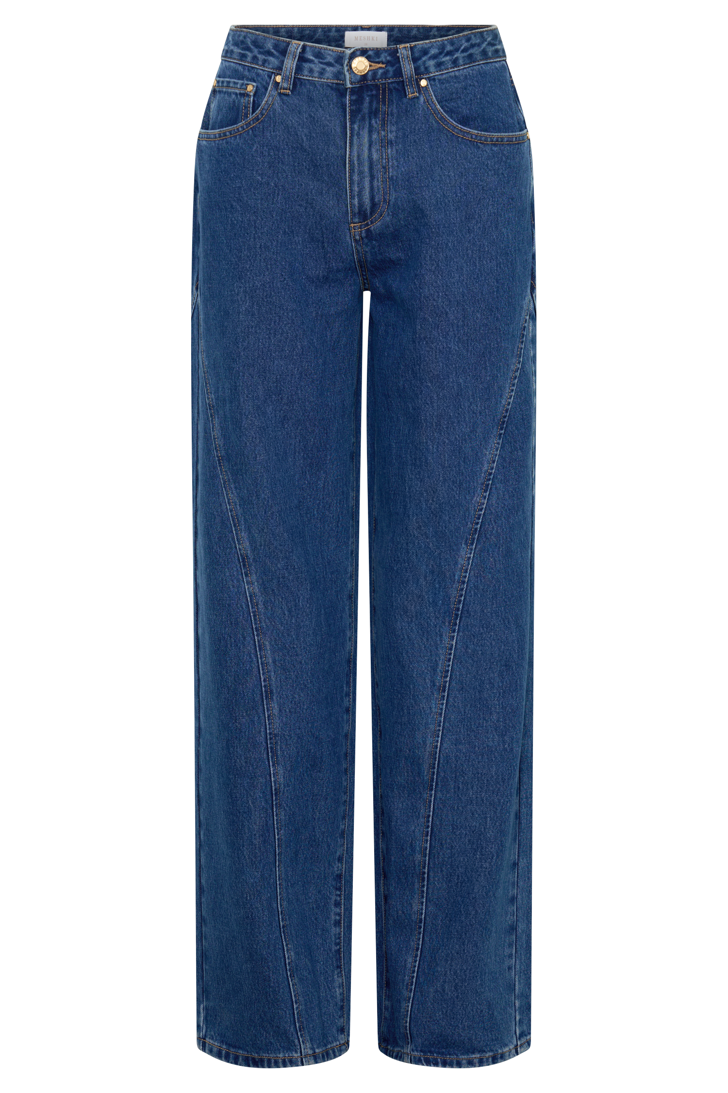 Georgette Mid Rise Paneled Denim Jeans - Dark Blue