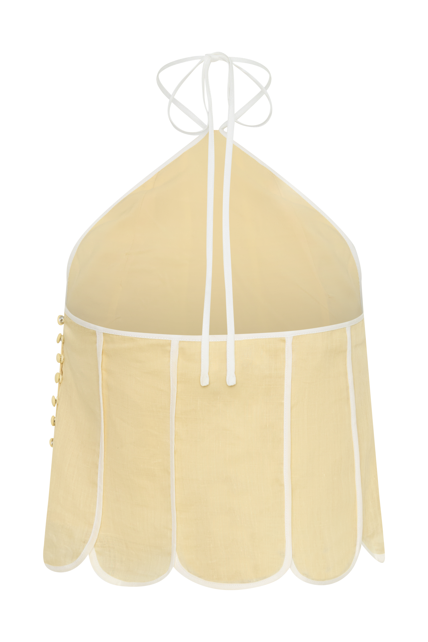Georgia Panelled Halter Sleeveless Top - Butter