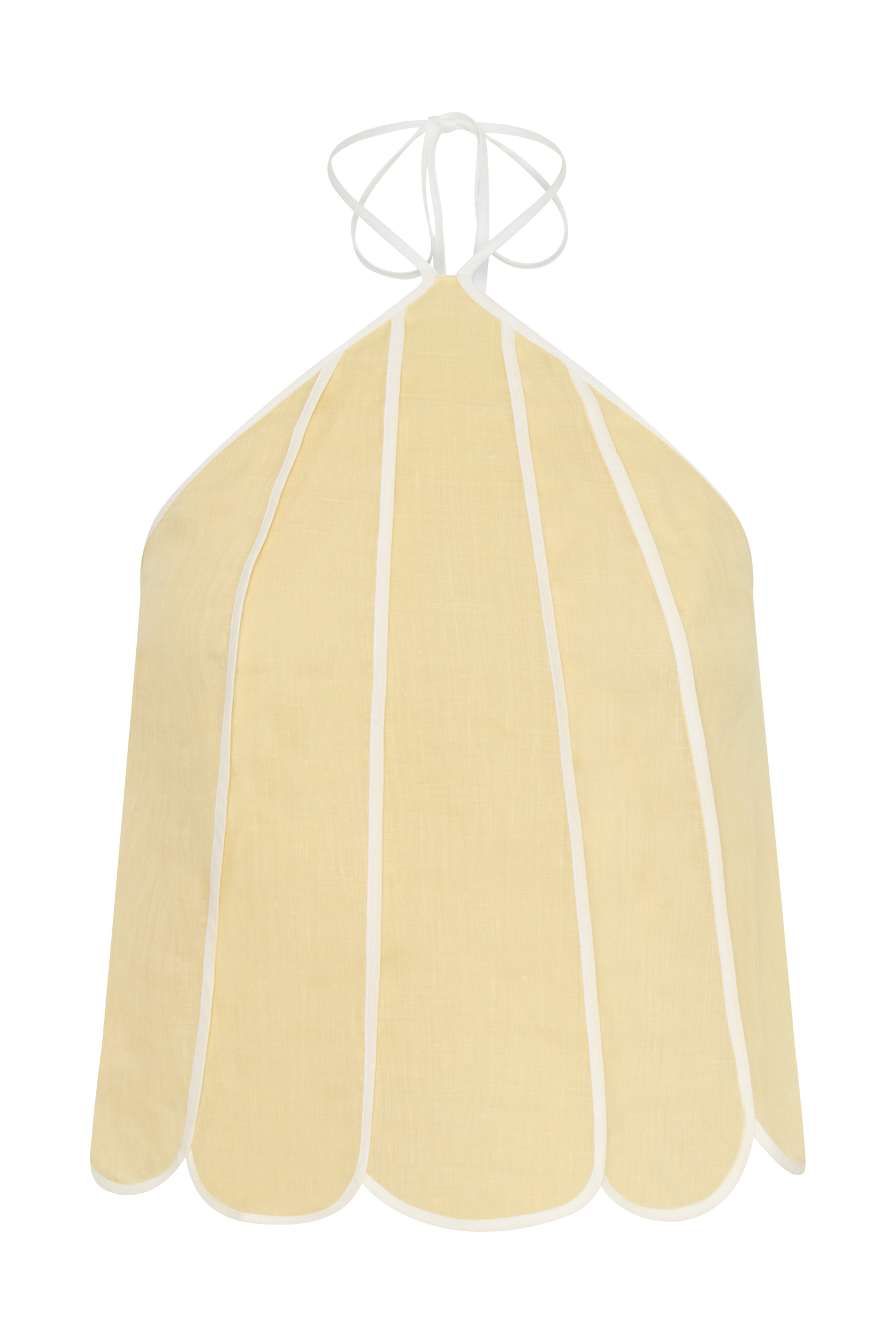 Georgia Panelled Halter Sleeveless Top - Butter