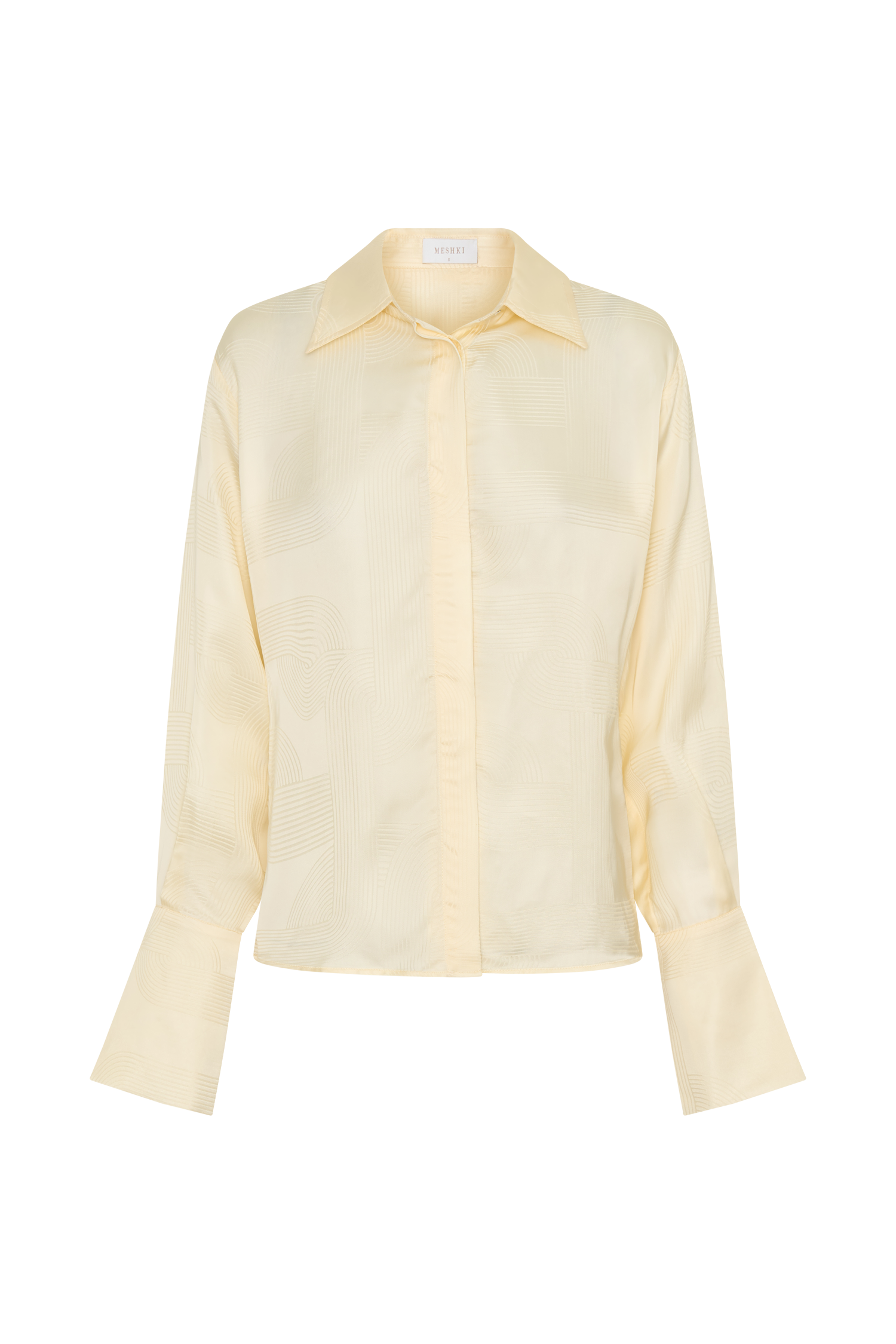 Gia Long Sleeve Satin Shirt - Buttermilk