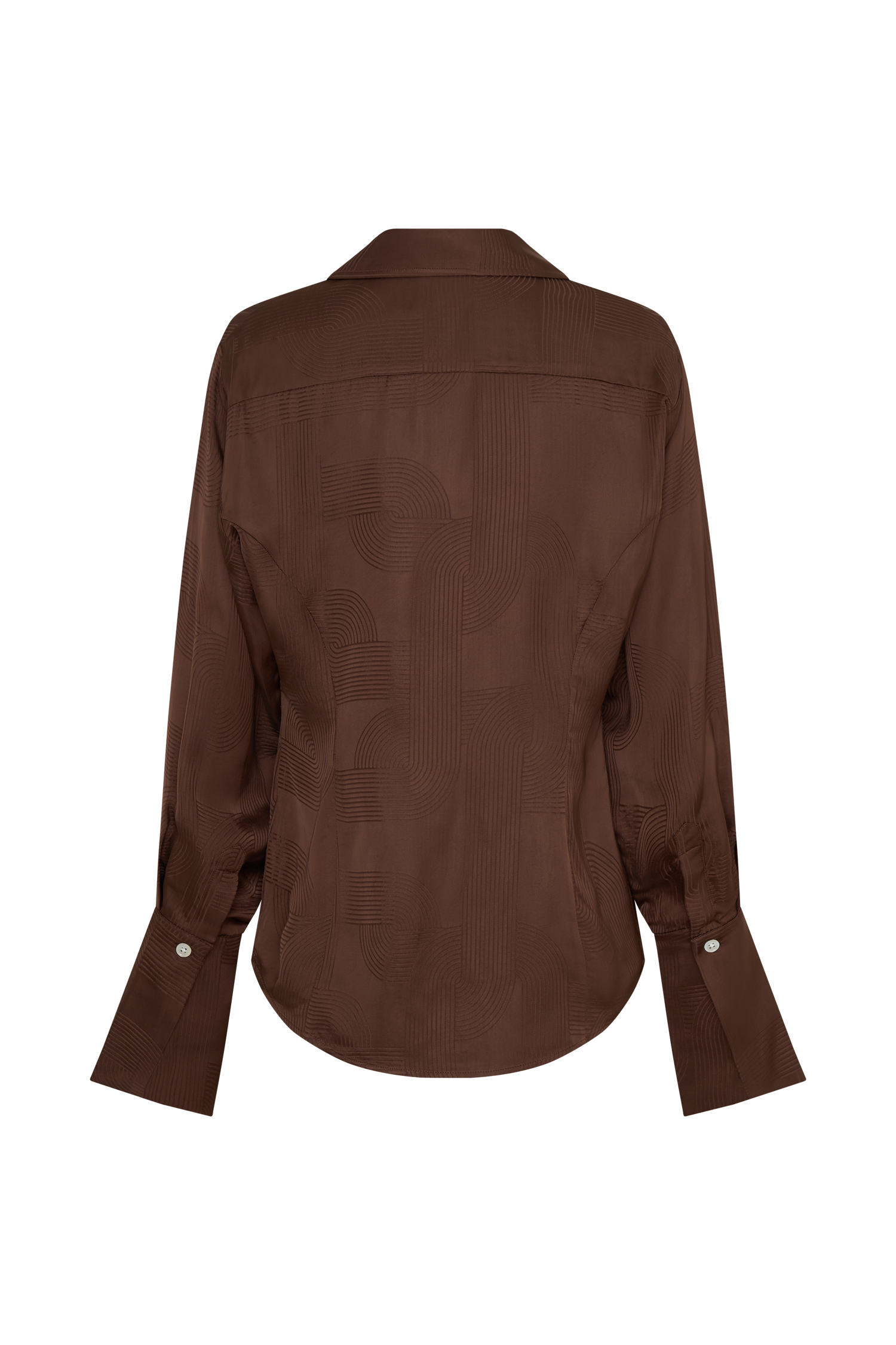 Gia Long Sleeve Satin Shirt - Chocolate