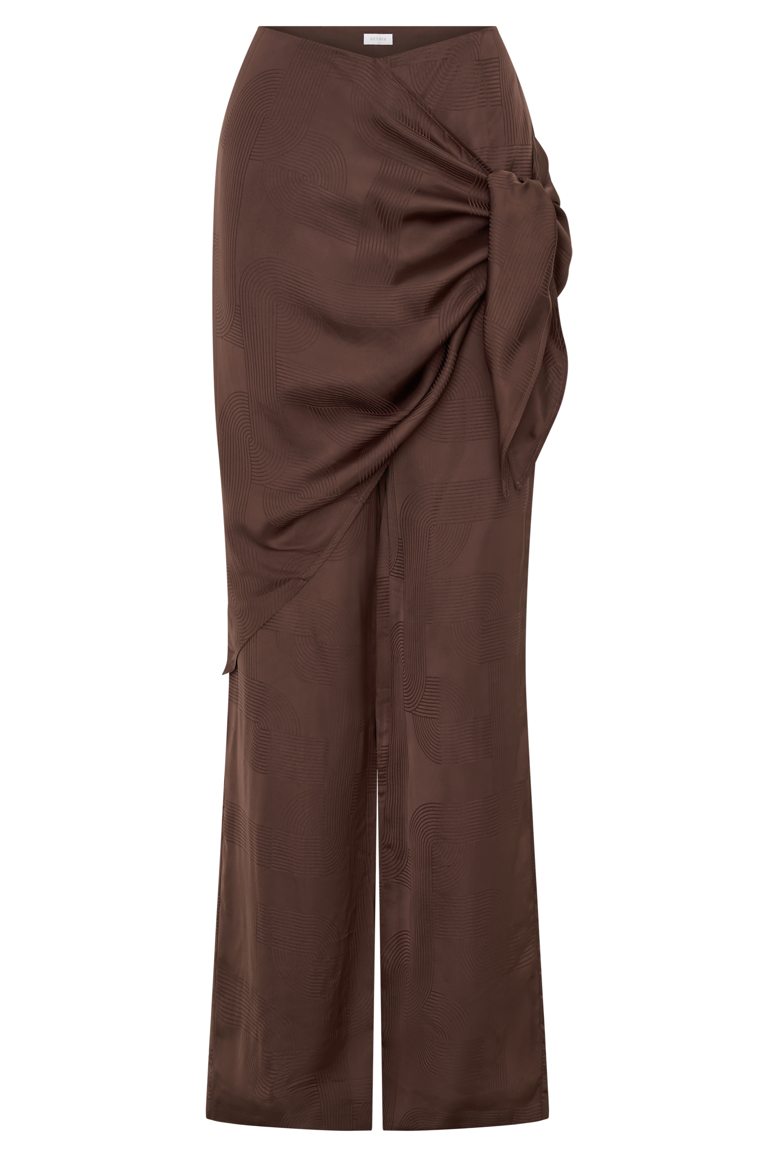 Gia Wrapped Tie Satin Pants - Chocolate