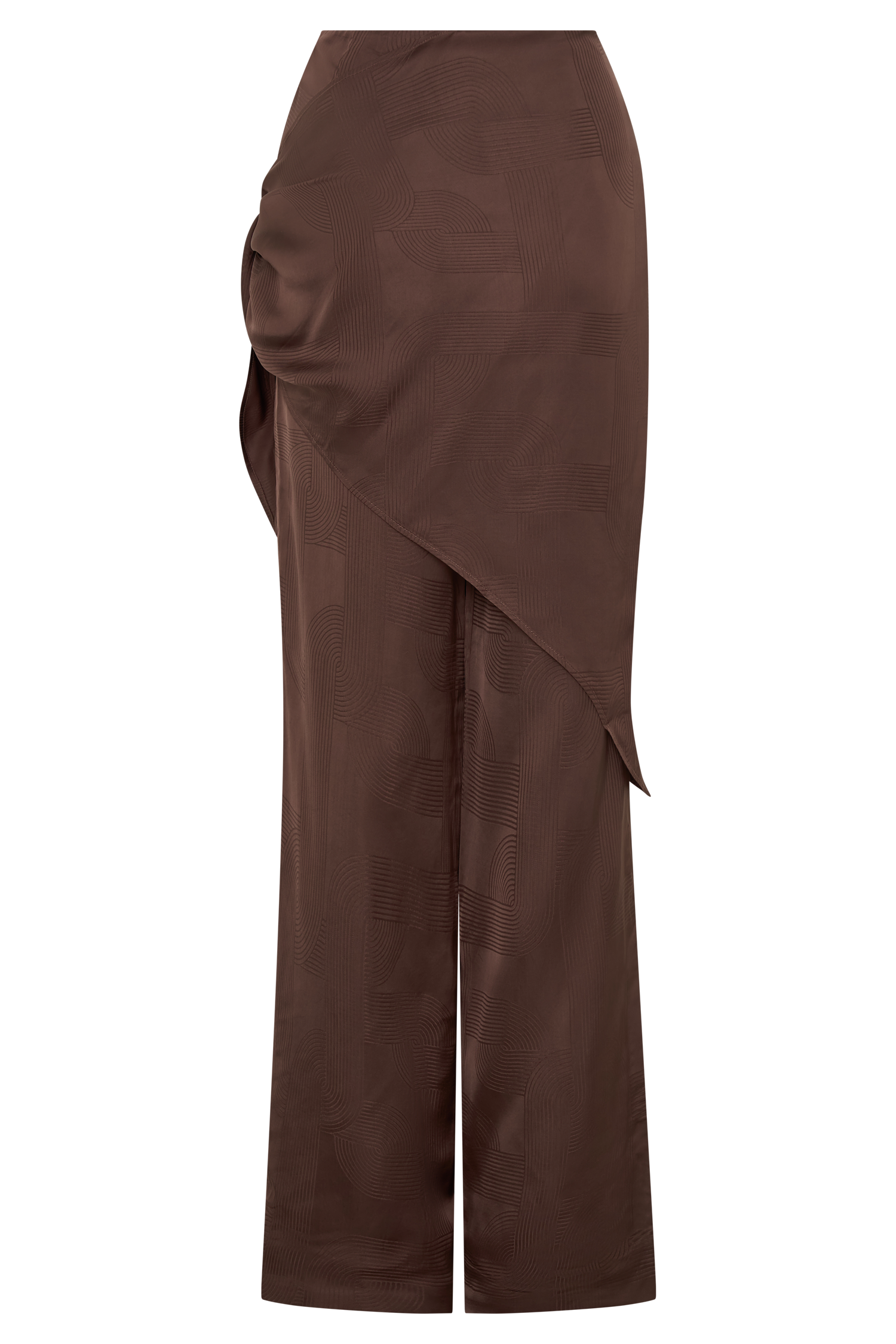 Gia Wrapped Tie Satin Pants - Chocolate