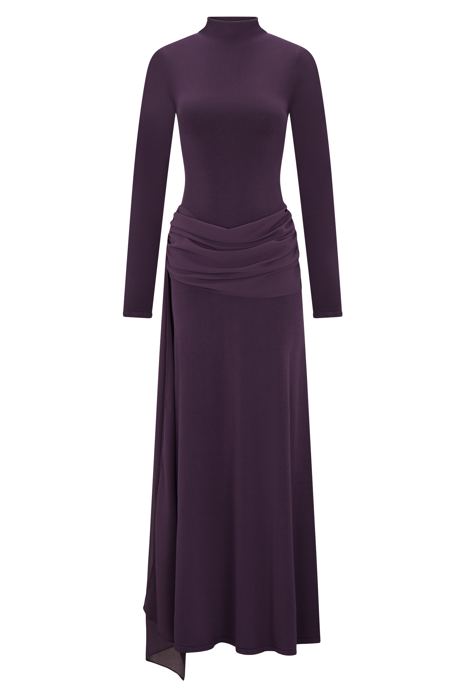 Grayson Knit Chiffon Maxi Dress - Plum