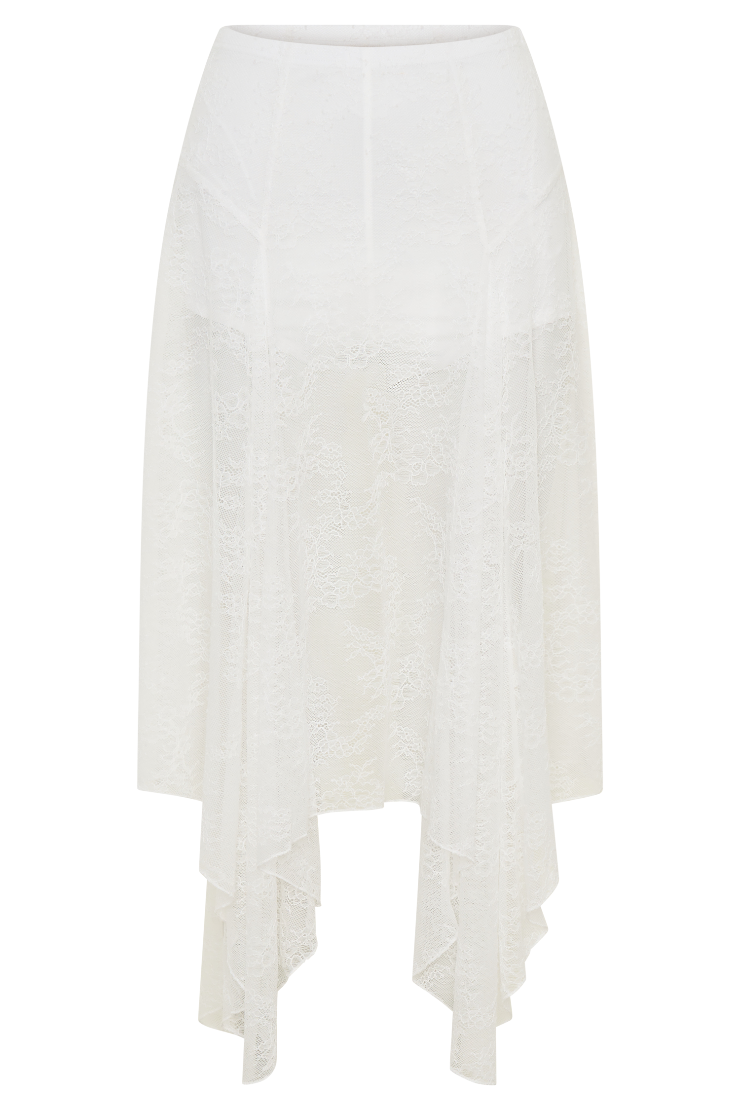 Haime Lace Hankie Midi Skirt - Ivory