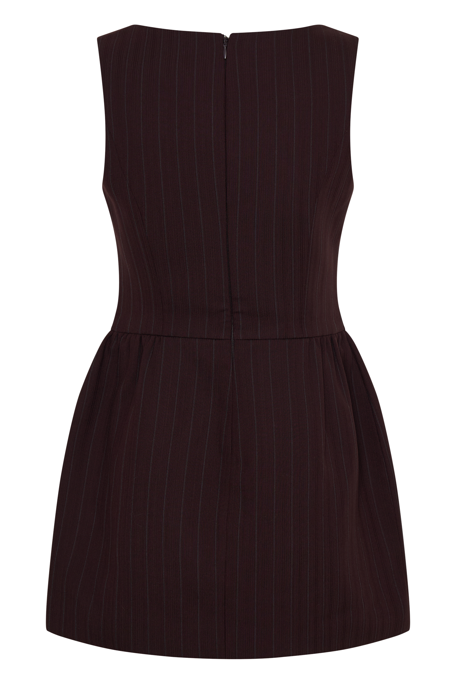 Hallie Boat Neck Mini Dress - Plum Pinstripe