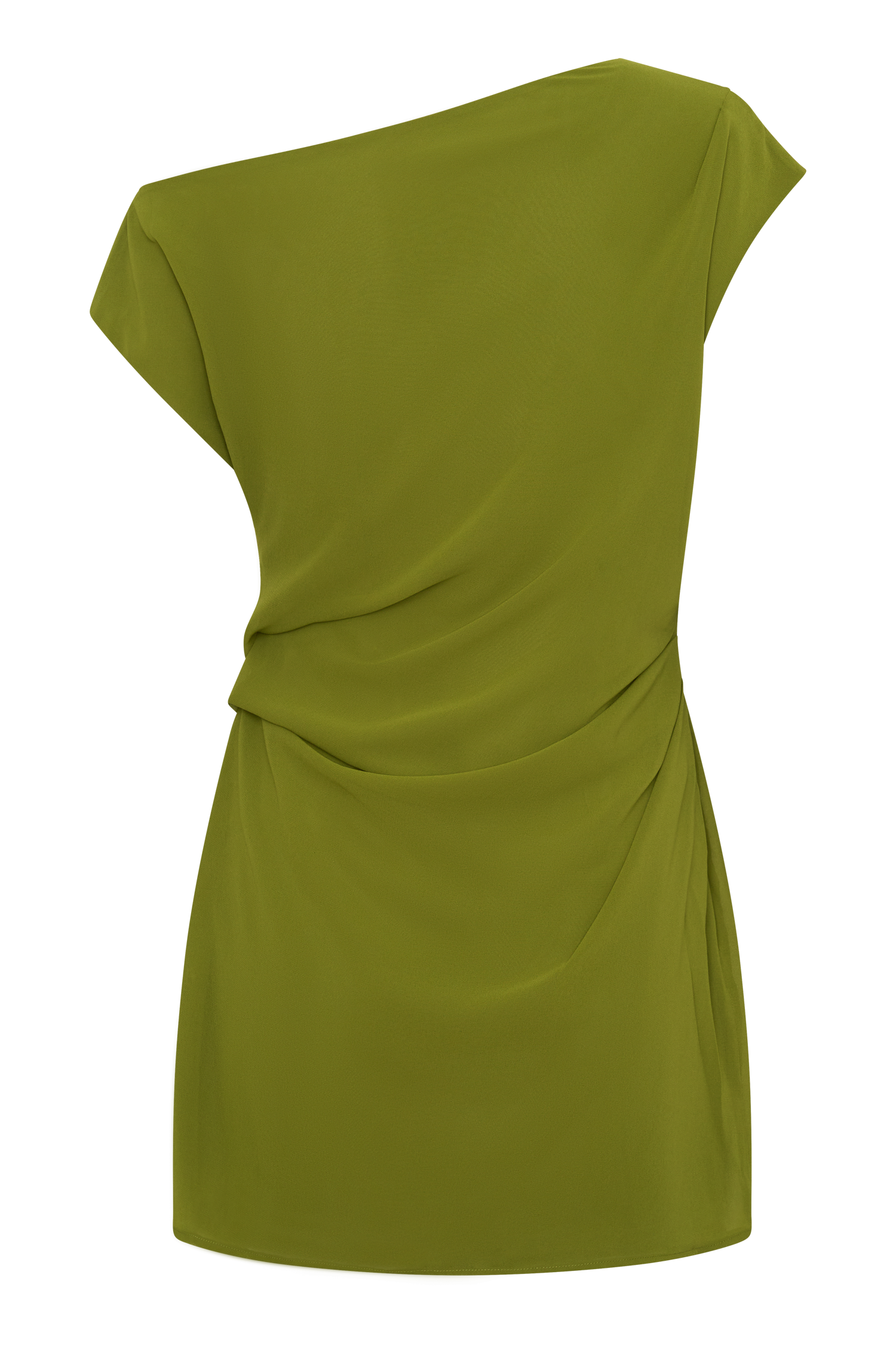 Hannah Asymmetric Neckline Mini Dress - Olive