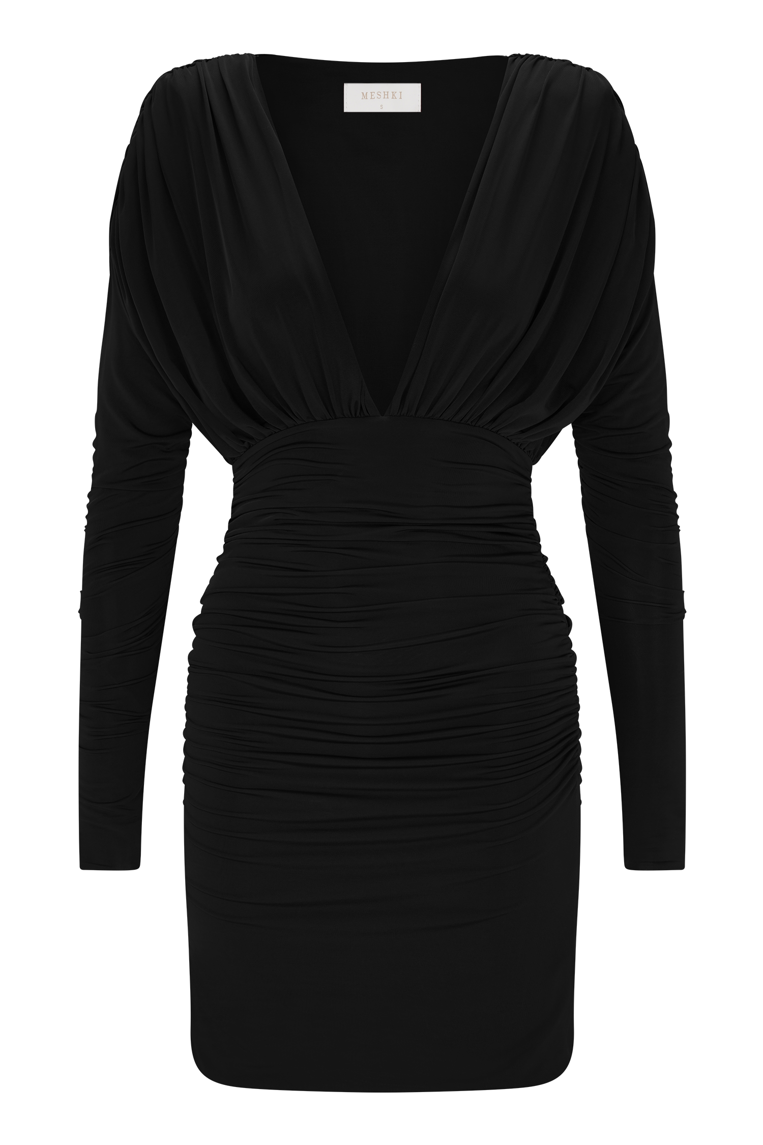 Hayden Long Sleeve Plunge Mini Dress - Black