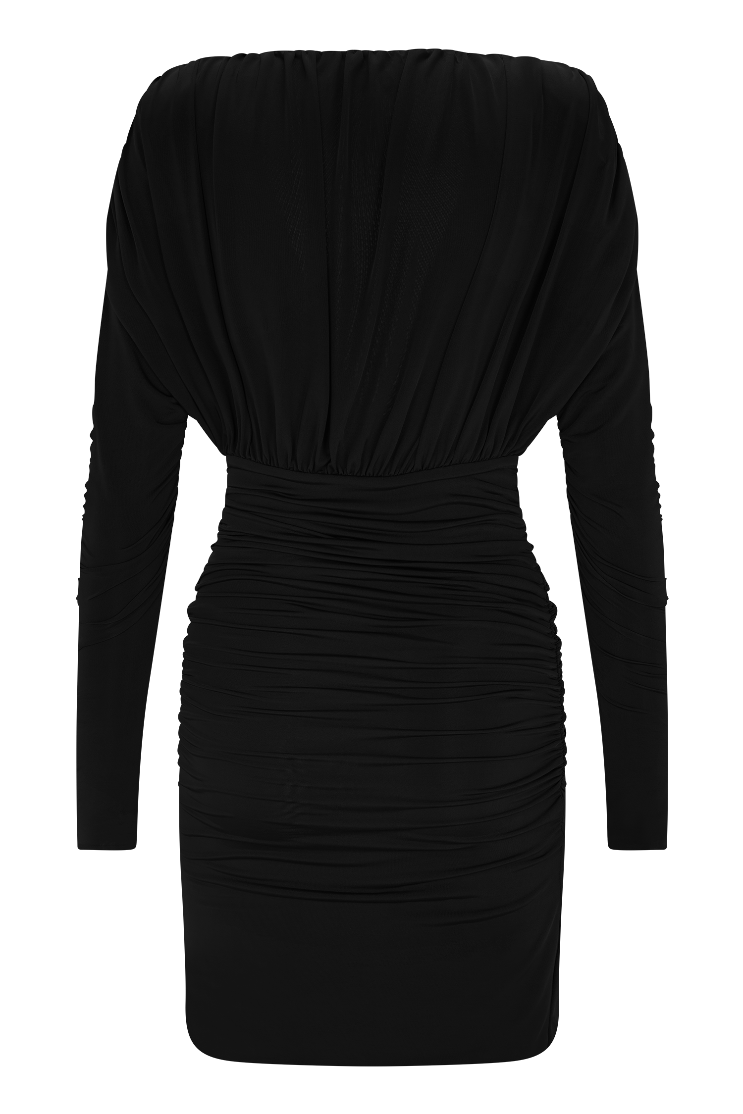 Hayden Long Sleeve Plunge Mini Dress - Black