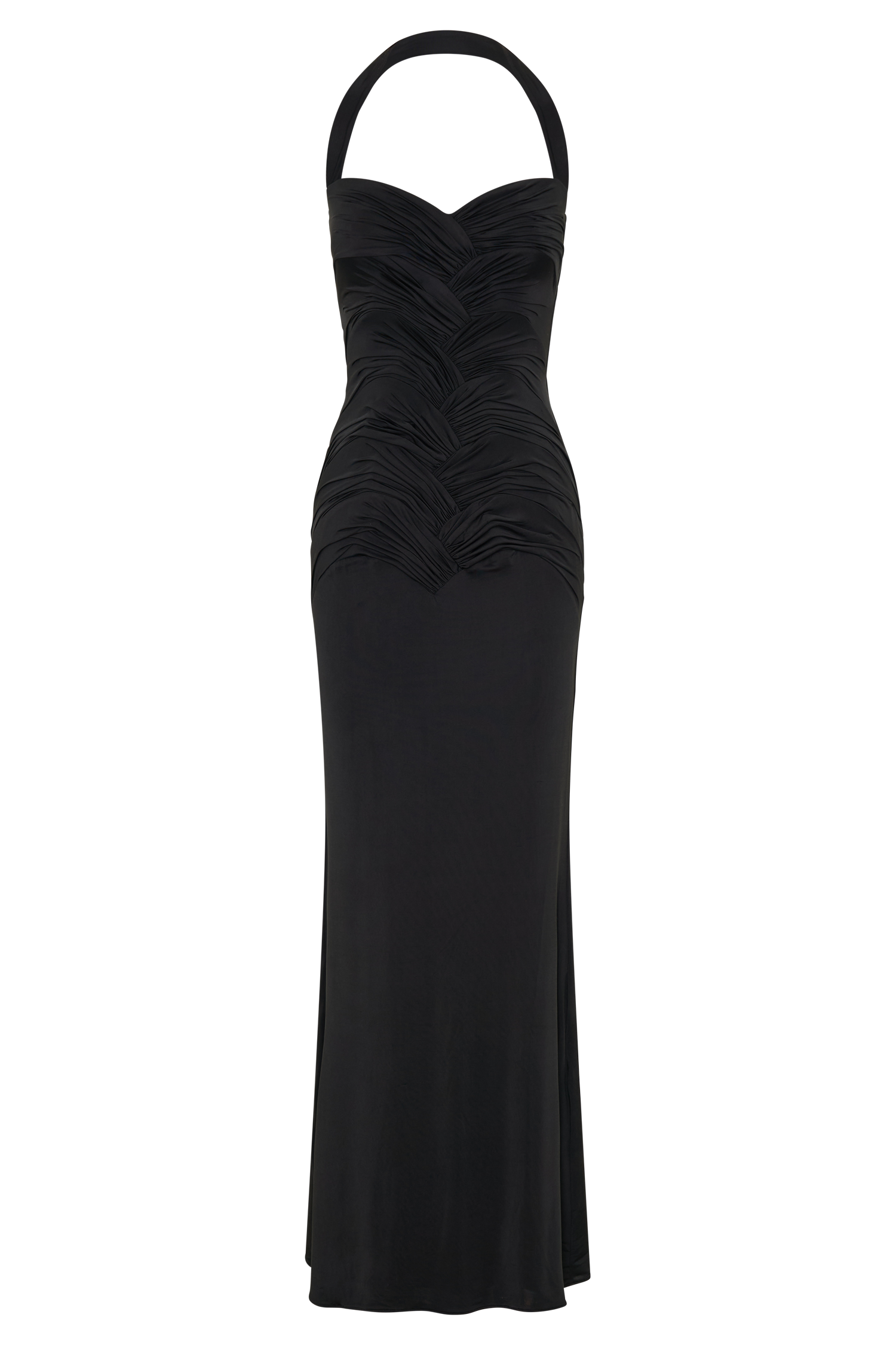 Hoai Gathered Slinky Halter Maxi Dress - Black