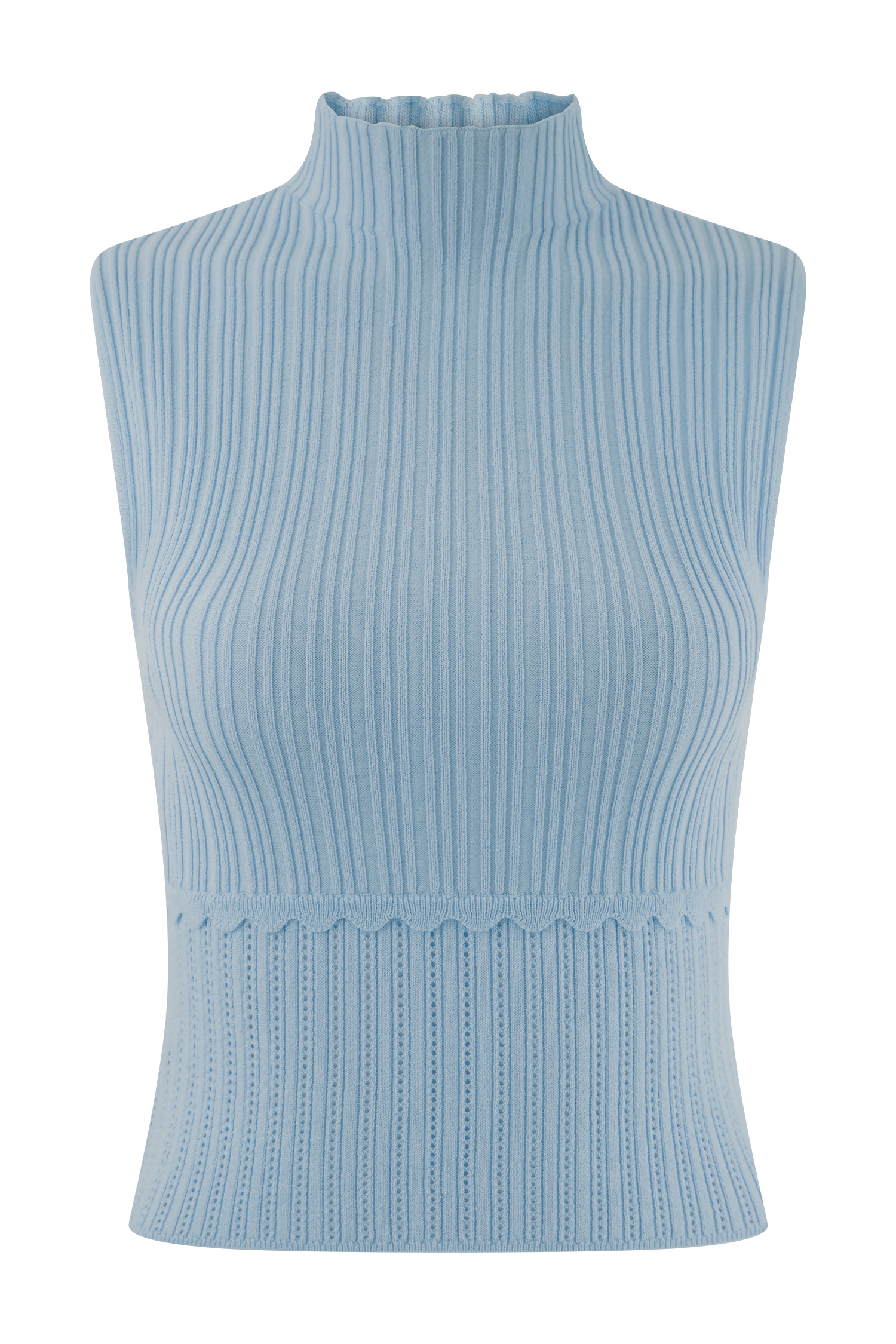 Indy Pointelle Knit Top - Cornflower Blue