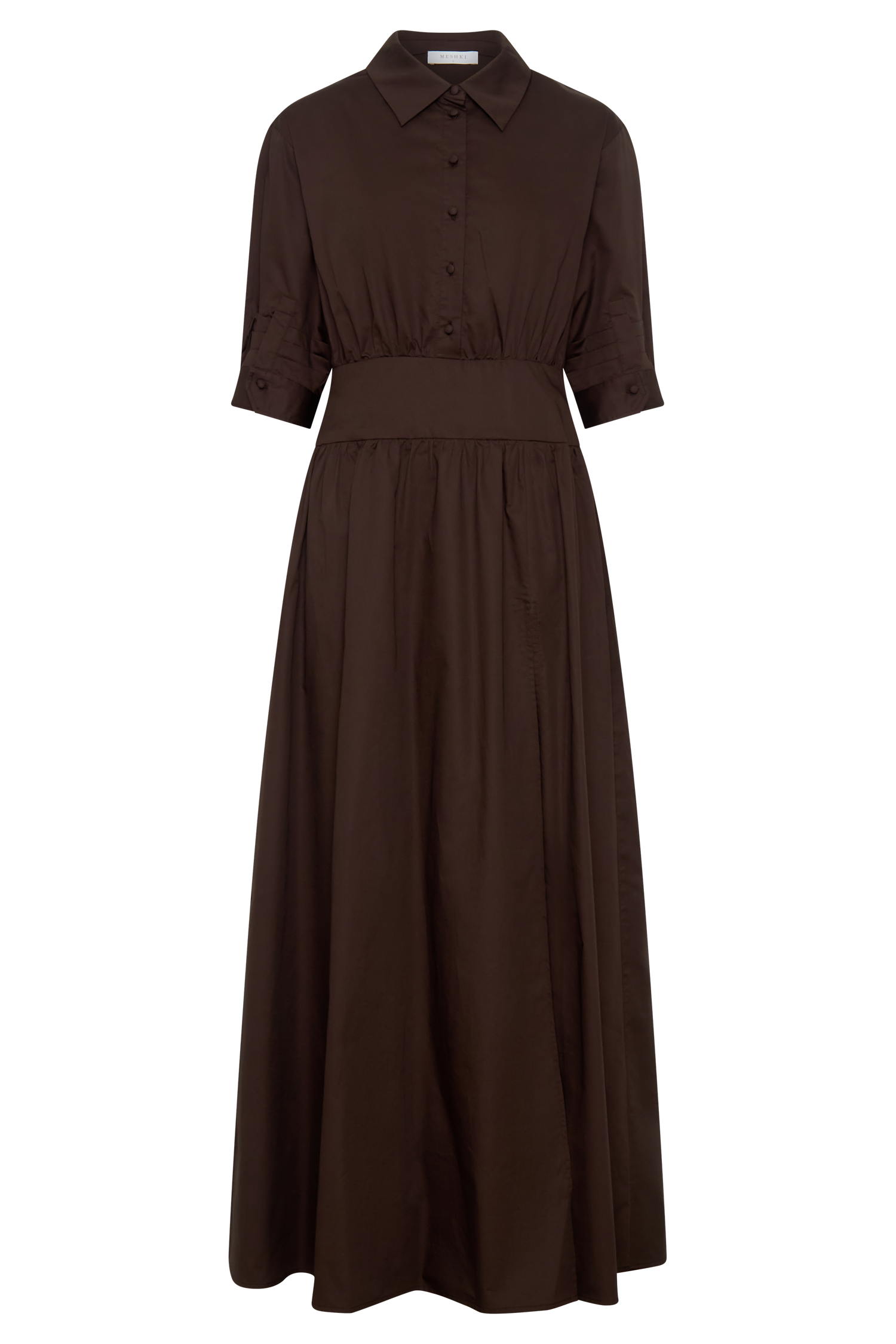 Isolde Long Sleeve Cotton Maxi Dress - Dark Chocolate