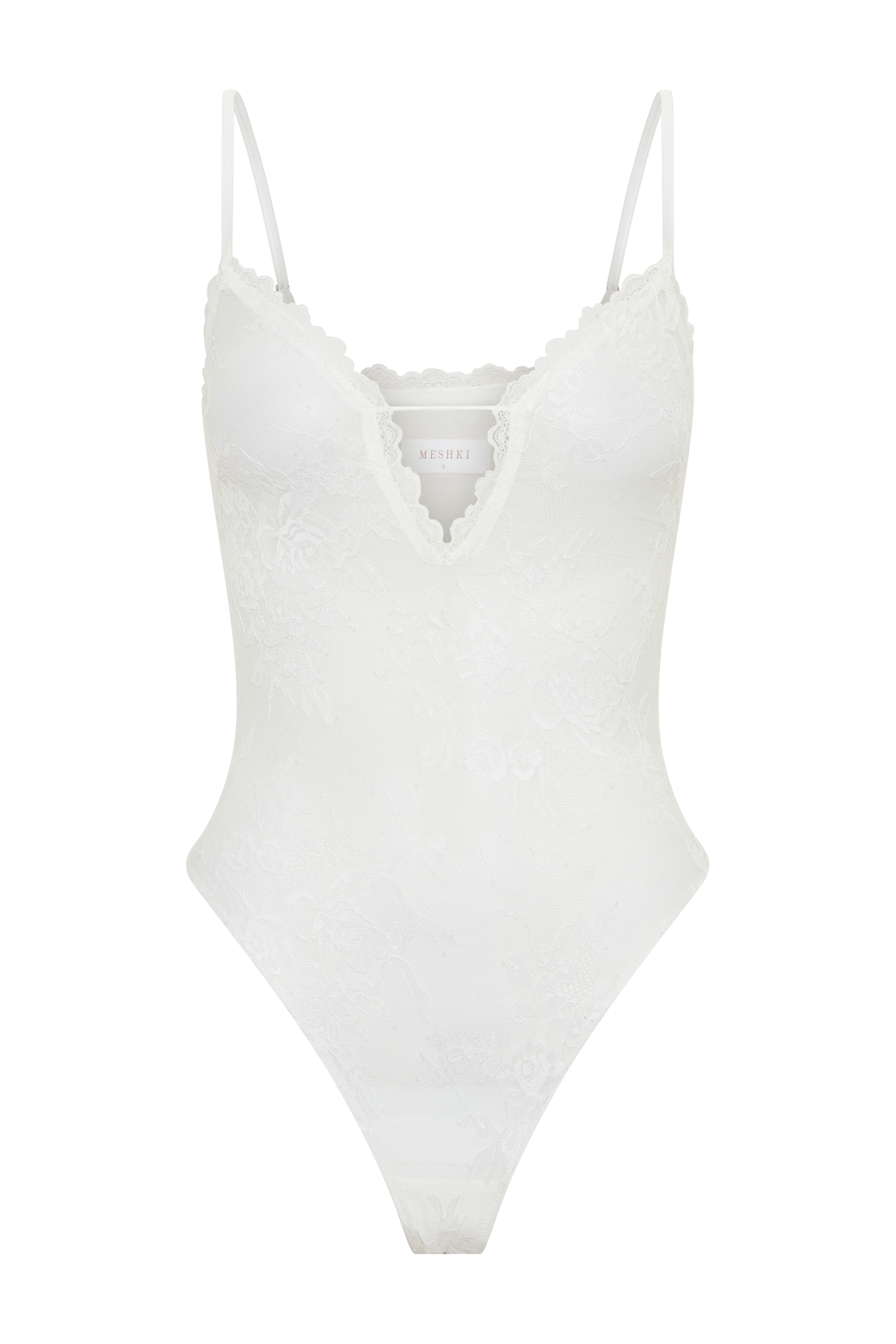 Jasper Sheer Plunge Lace Bodysuit - Ivory