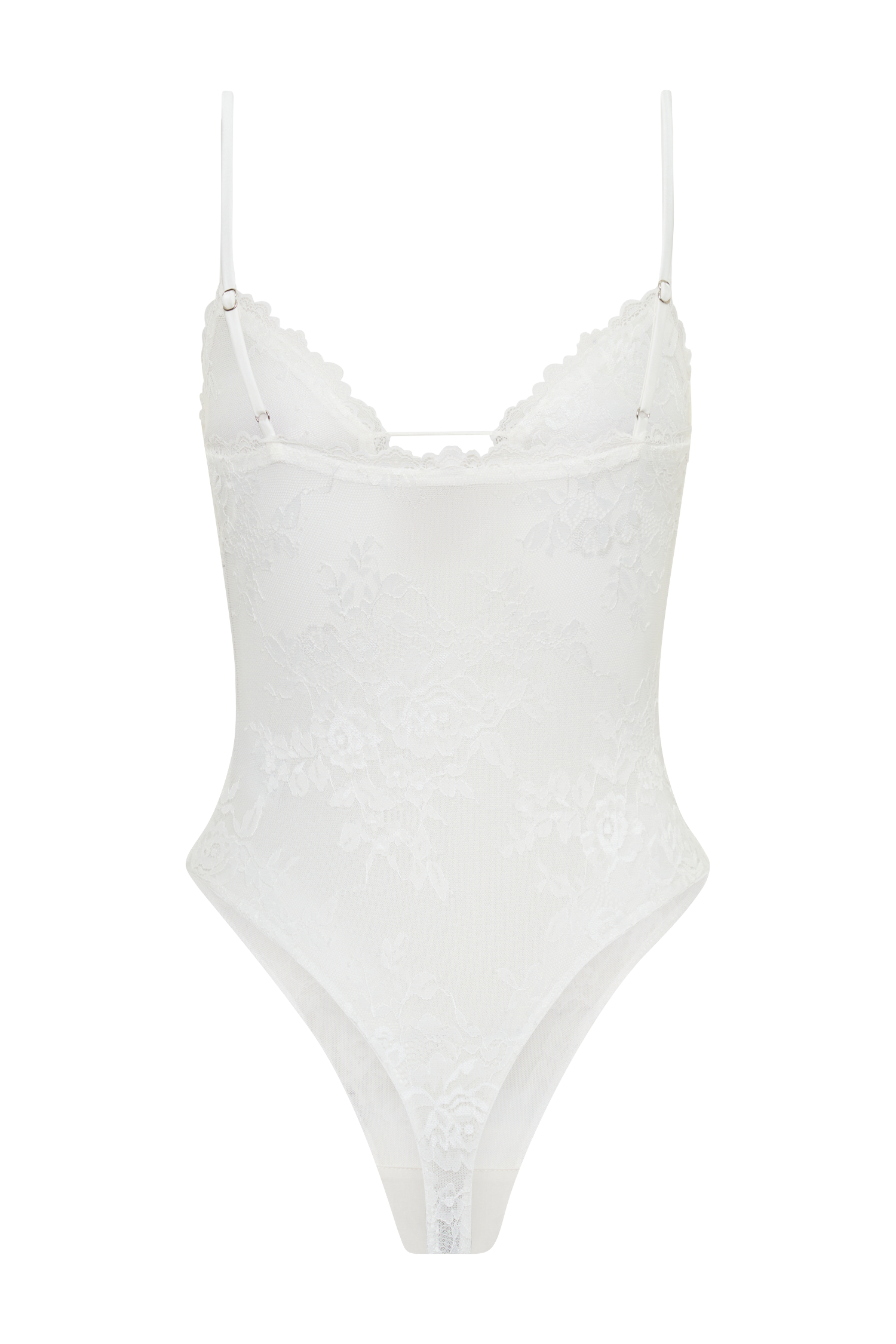 Jasper Sheer Plunge Lace Bodysuit - Ivory