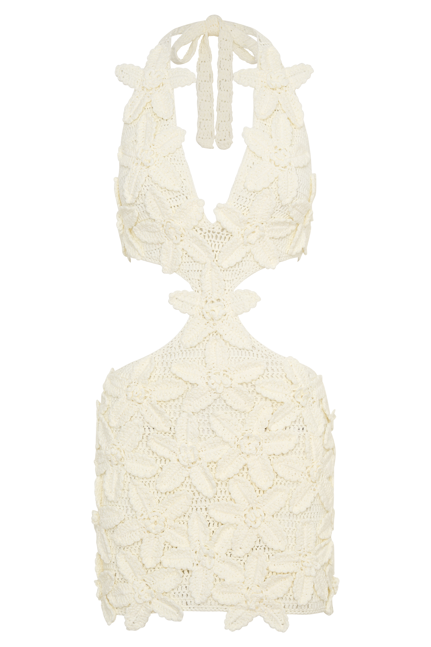 Jaylene Floral Crochet Mini Dress - White