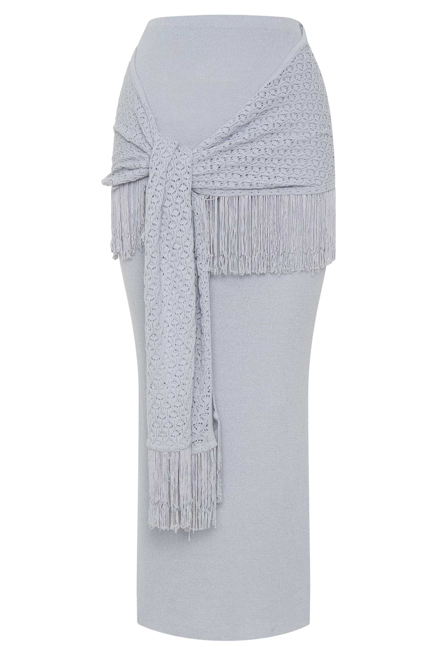 Jaytee Knit Maxi Skirt With Fringe Tie - Sky Blue