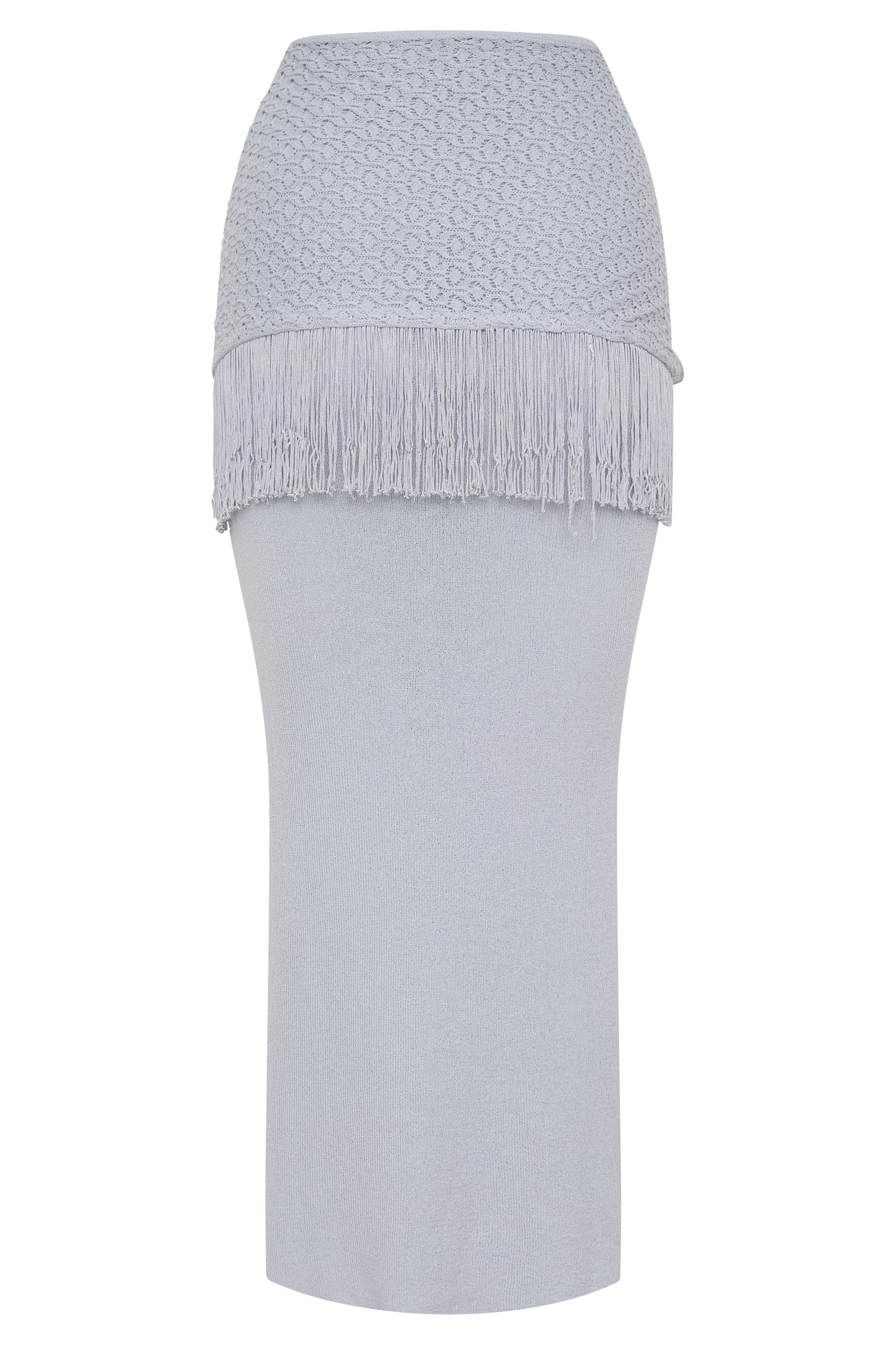Jaytee Knit Maxi Skirt With Fringe Tie - Sky Blue