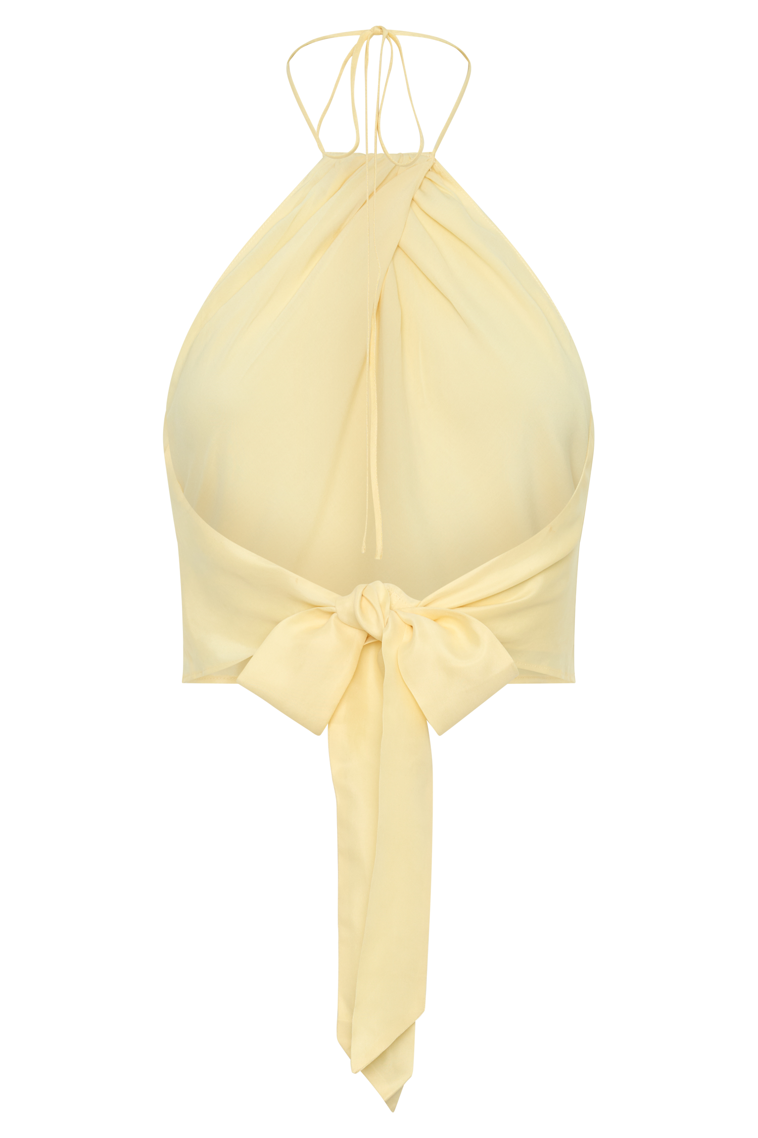 Juliana Cupro Halter Sleeveless Top - Butter