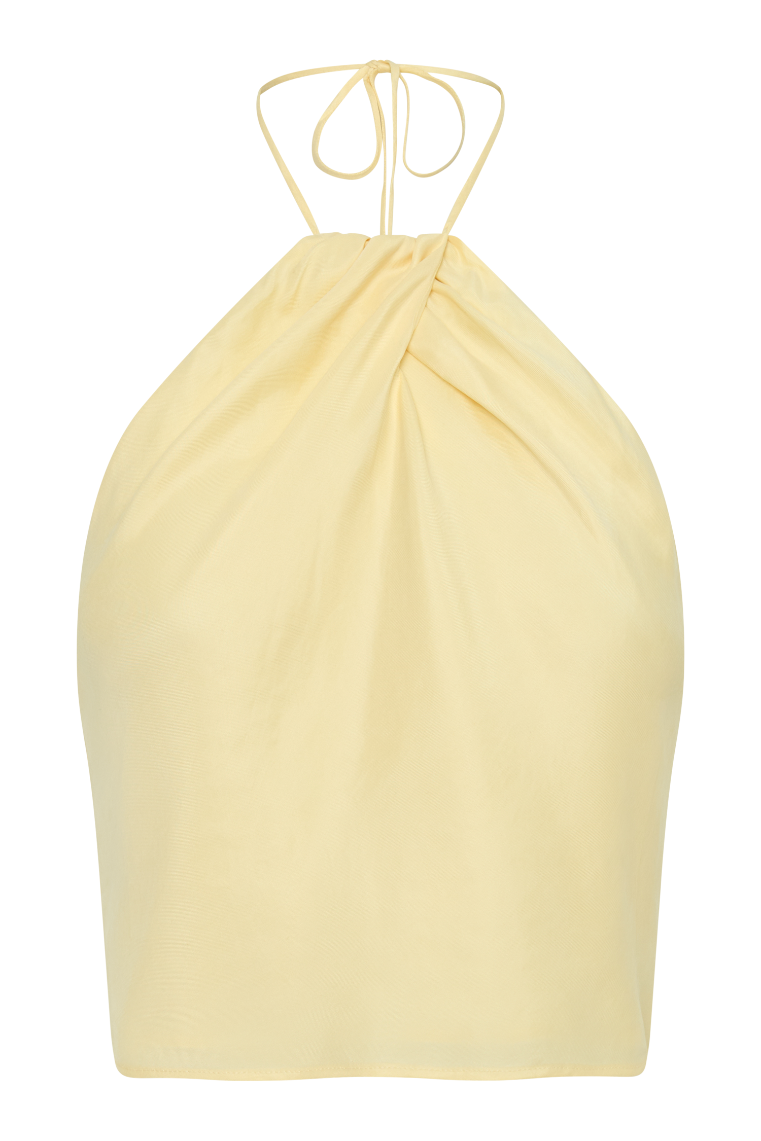 Juliana Cupro Halter Sleeveless Top - Butter