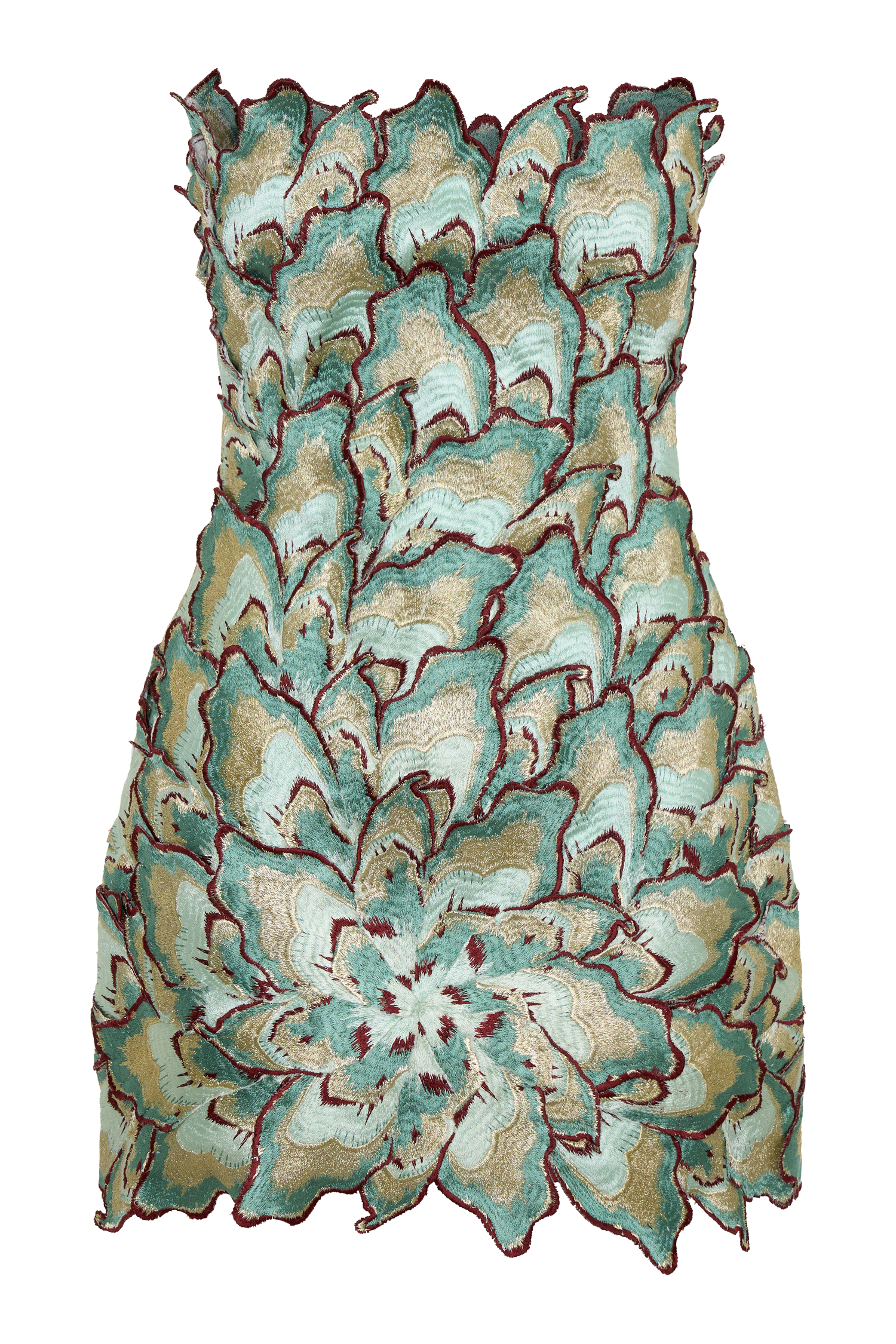 Juniper Hand Embroidered Floral Mini Dress - Gold/Teal