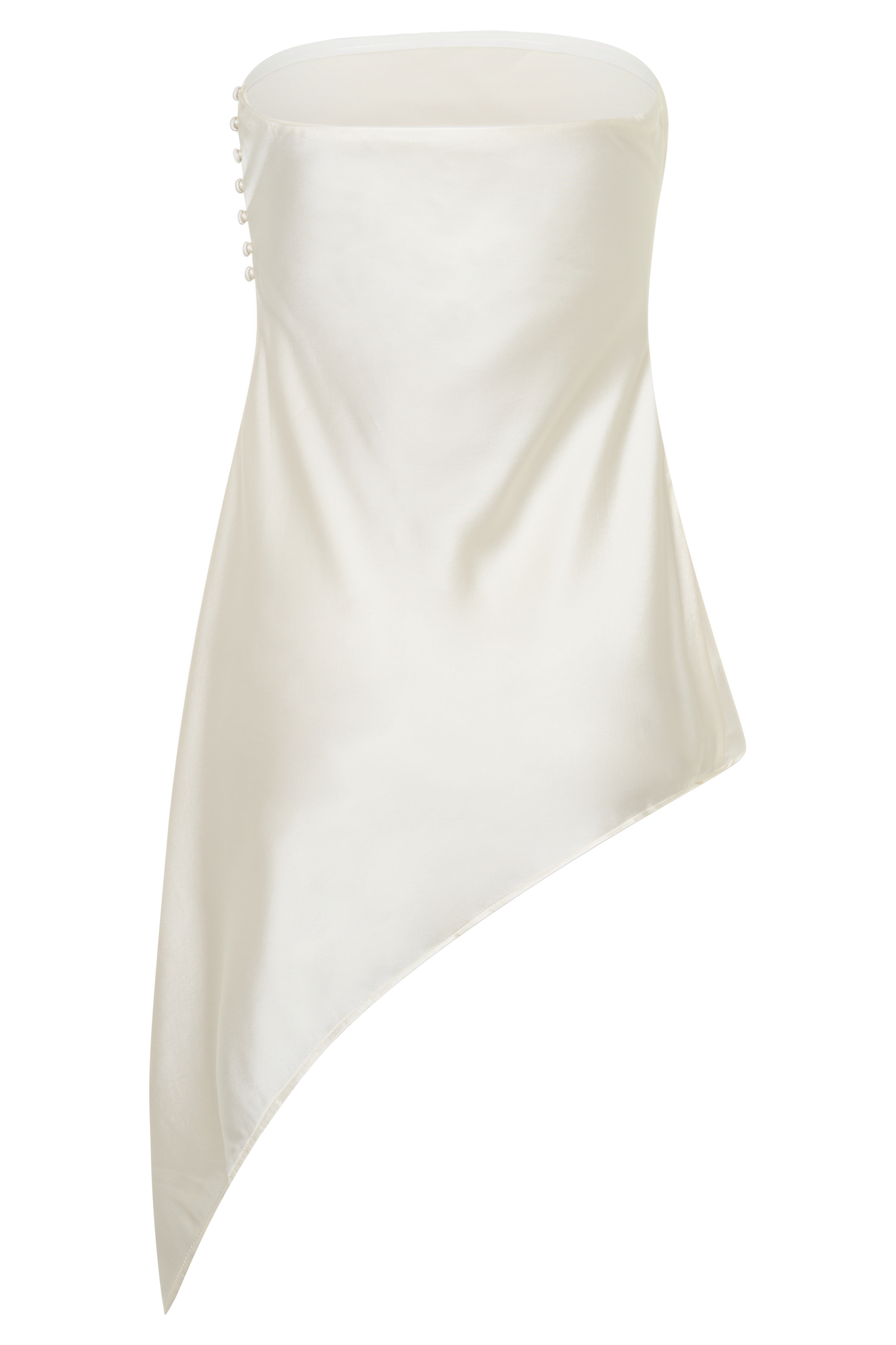 Kayla Silk Blend Strapless Asymmetric Top - Ivory