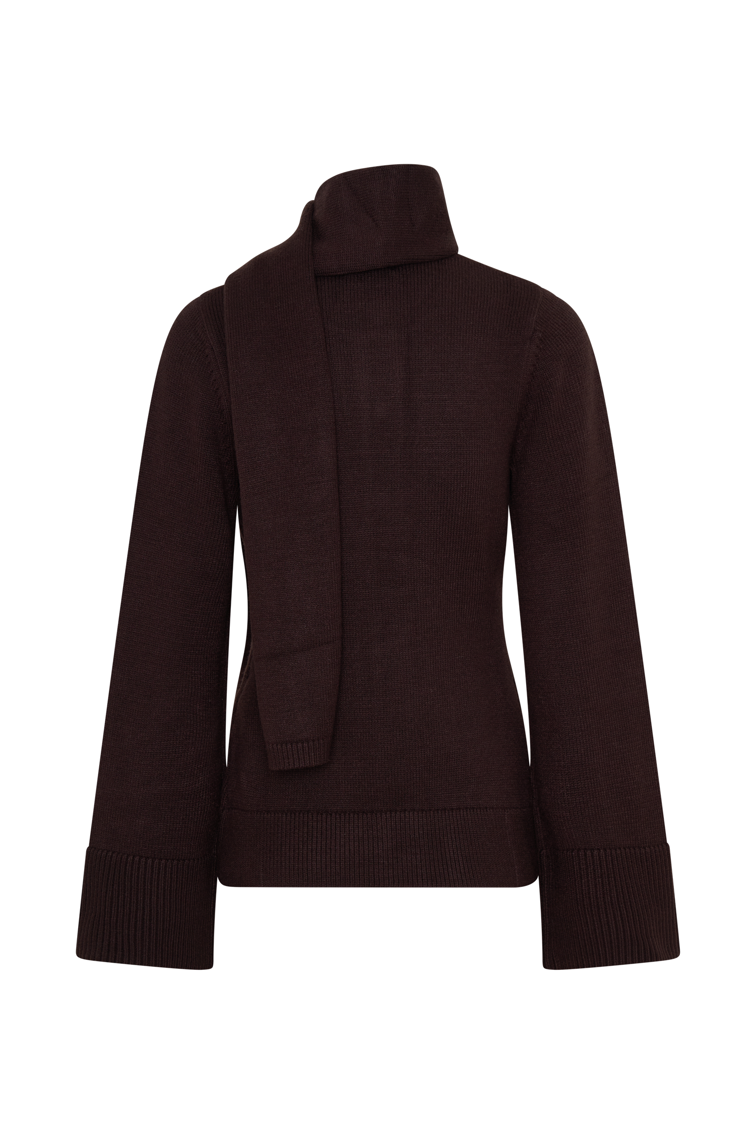 Lara Knit Cardigan With Scarf - Chocolate