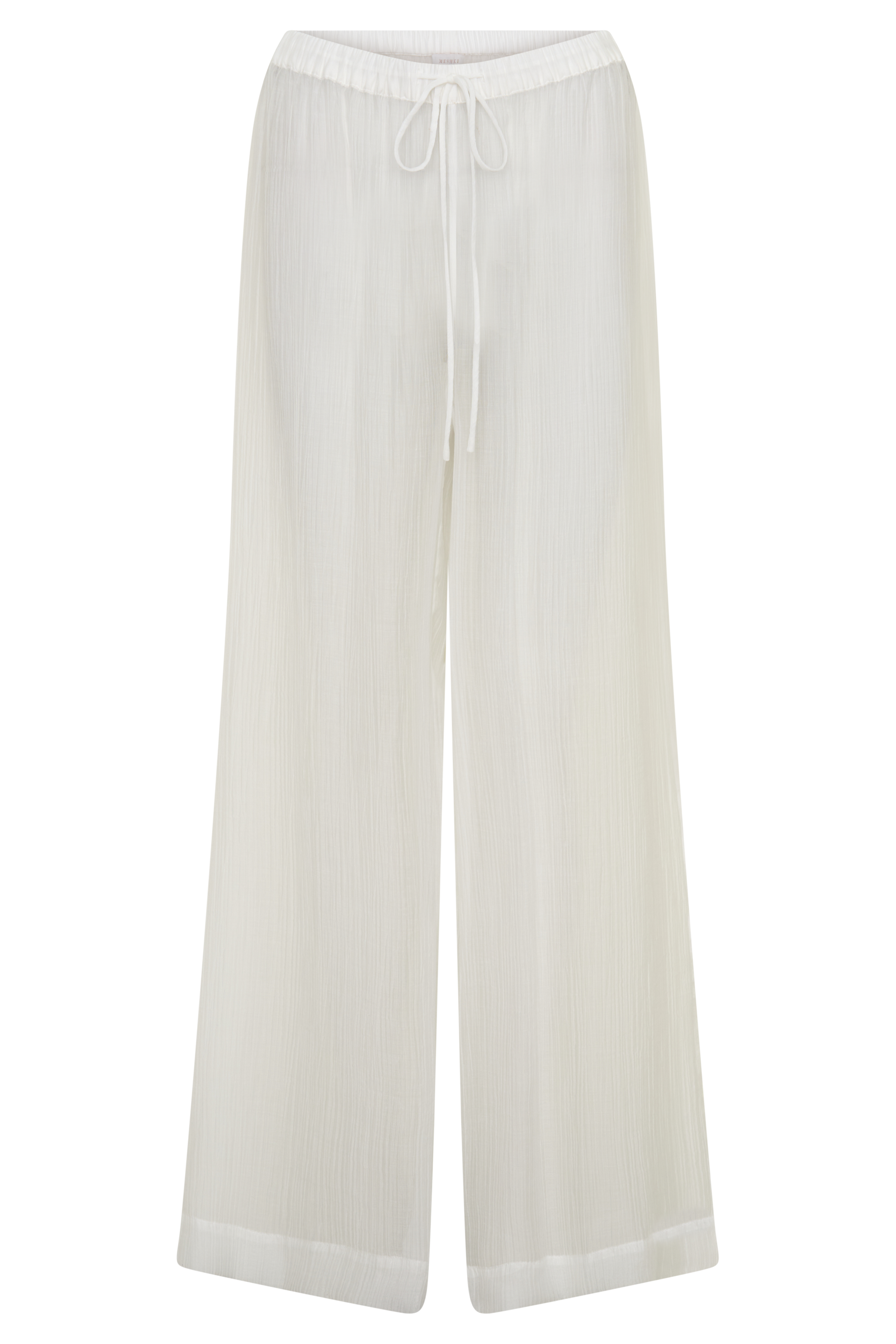 Leilani Sheer Drawstring Wide Leg Pants - Ivory