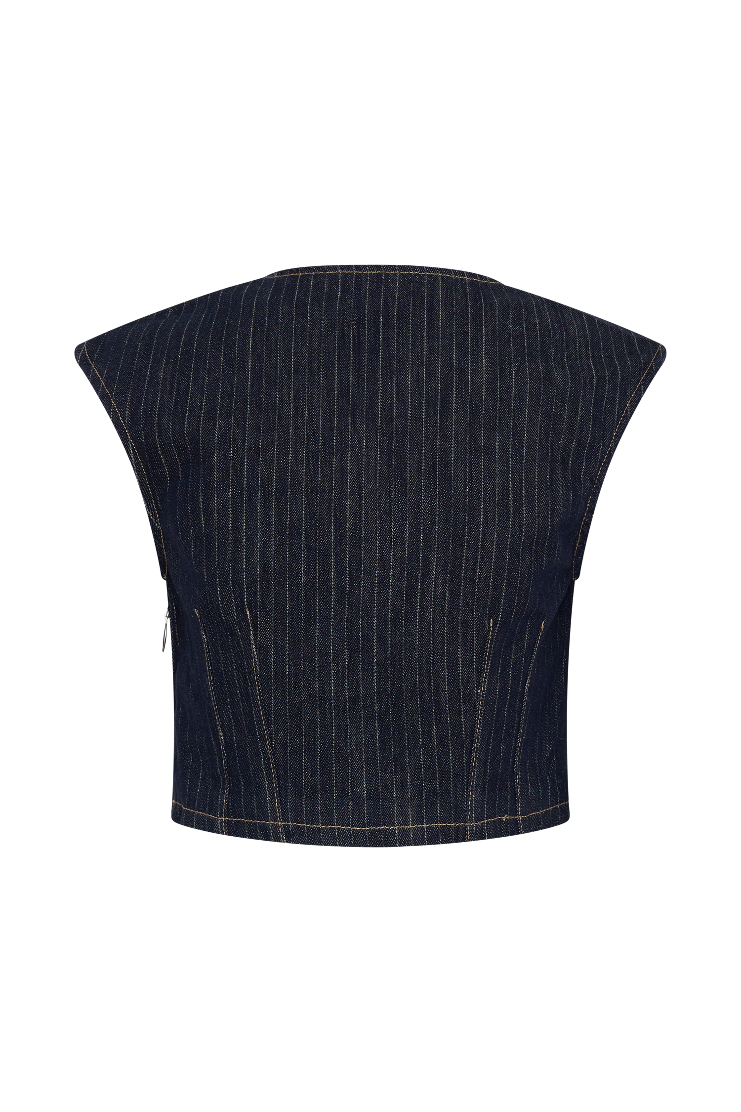 Loraine Sleeveless Denim Top - Indigo Pinstripe