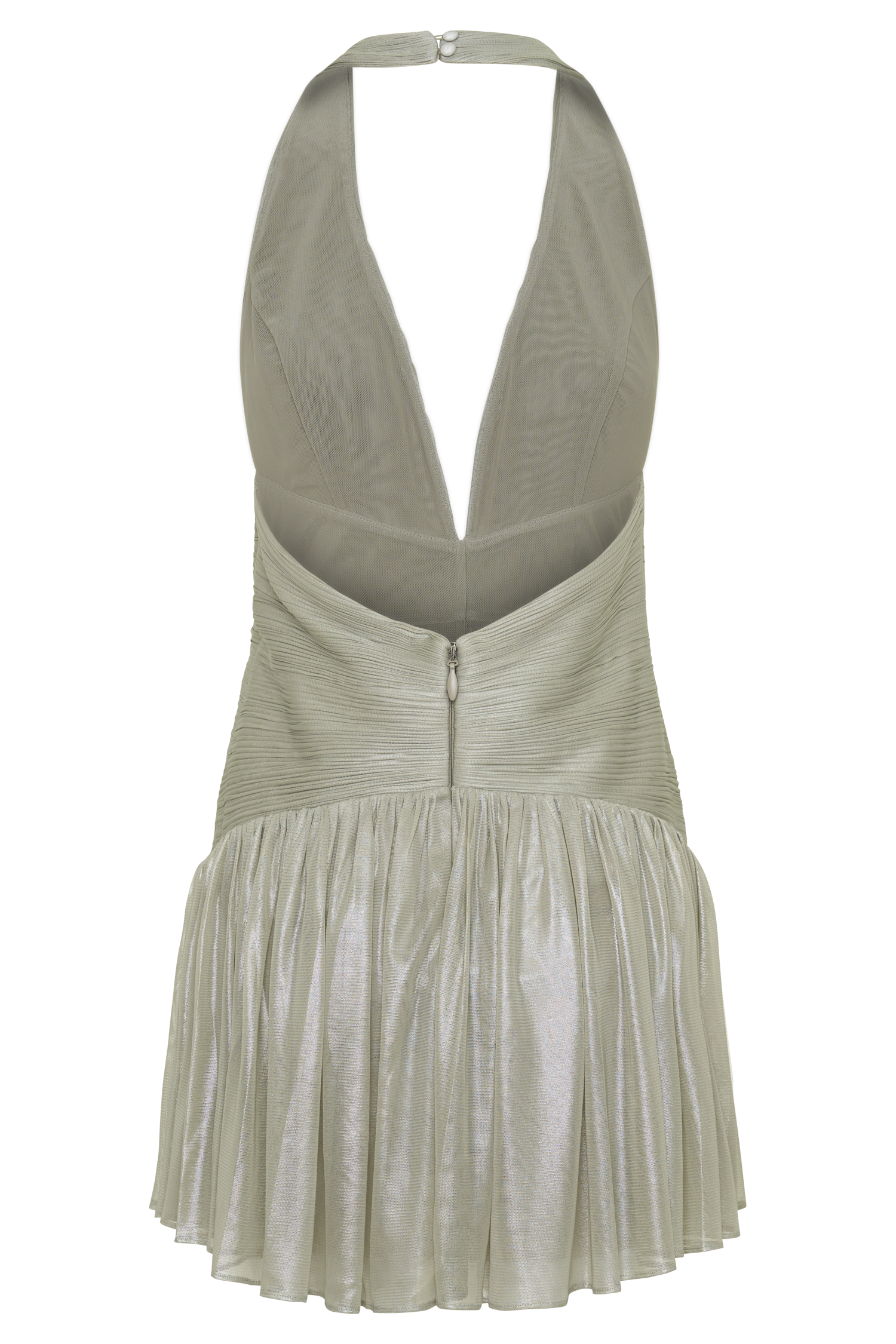 Lucille Halter Pleated Mini Dress - Silver