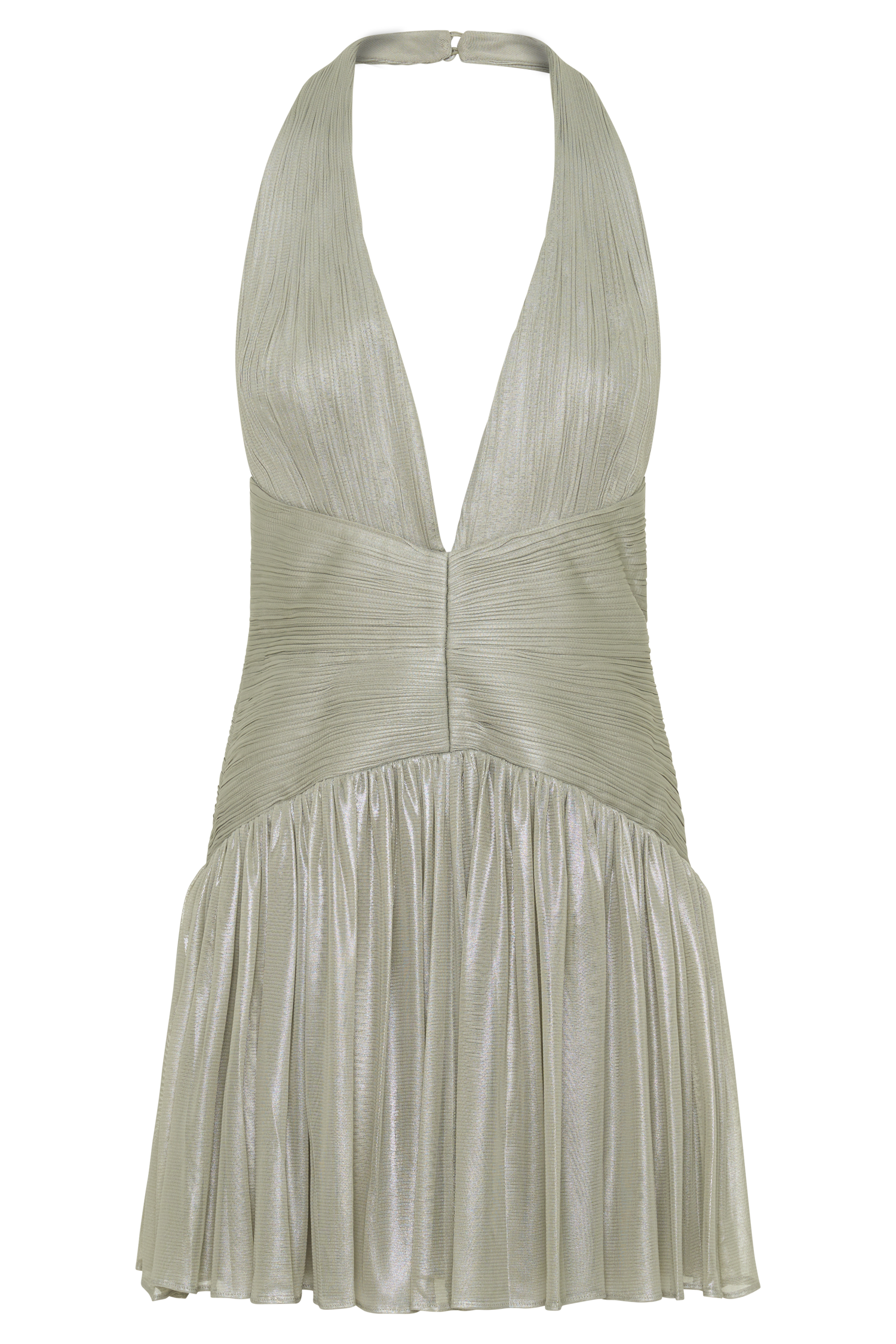 Lucille Halter Pleated Mini Dress - Silver