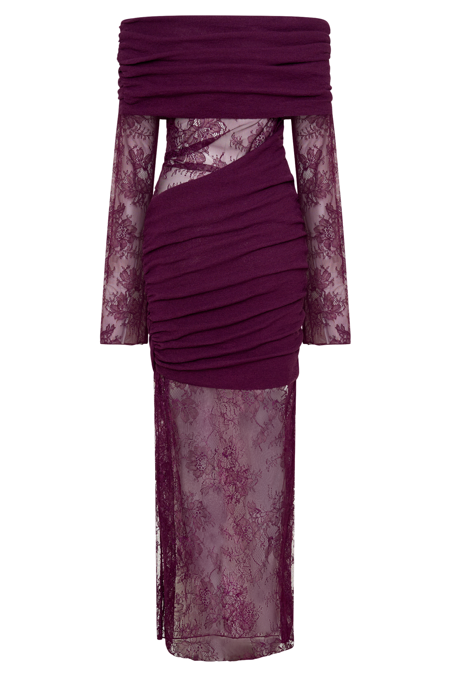 Luxie Lace Knit Maxi Dress - Plum