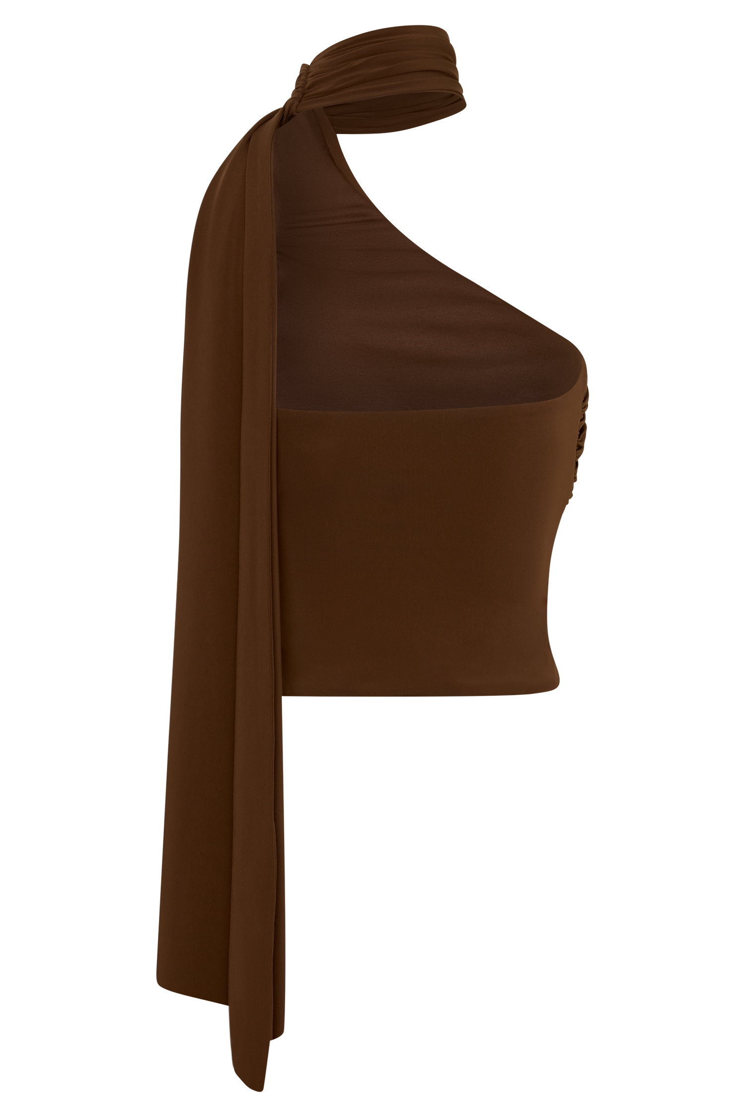 Lydia Slinky Asymmetrical Halter Top - Chocolate