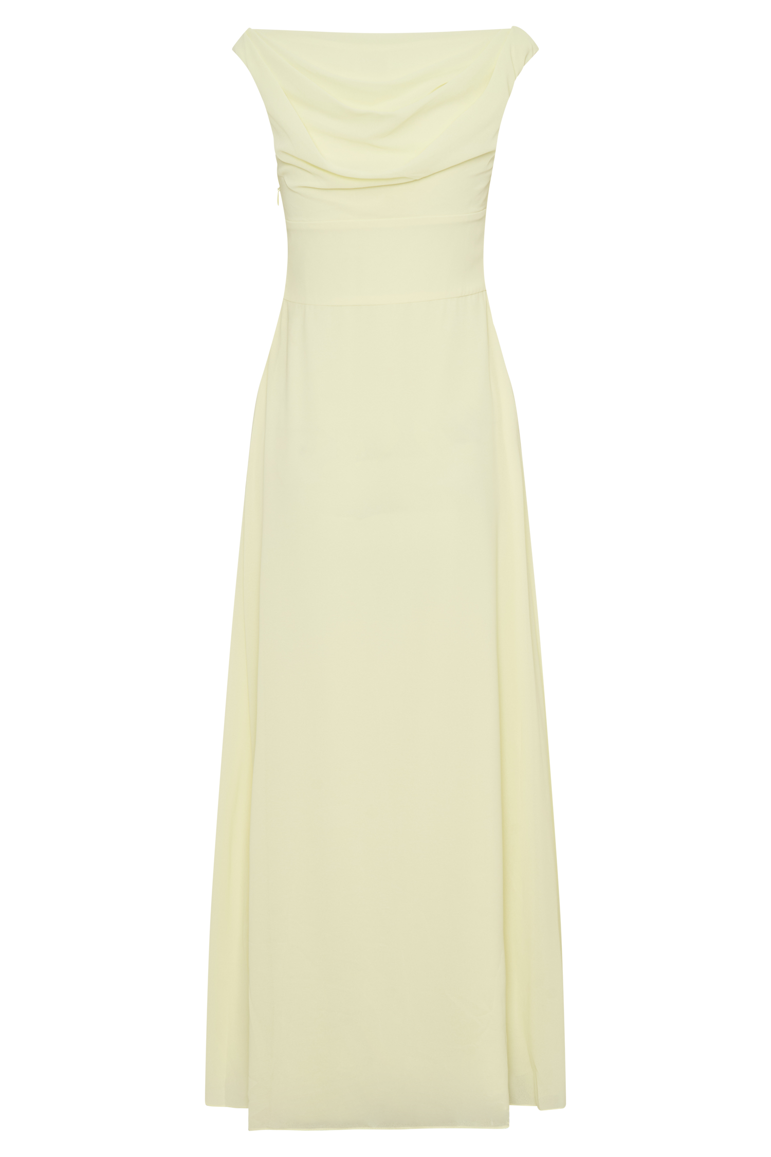 Mabel Off Shoulder Chiffon Maxi Dress - Lemon