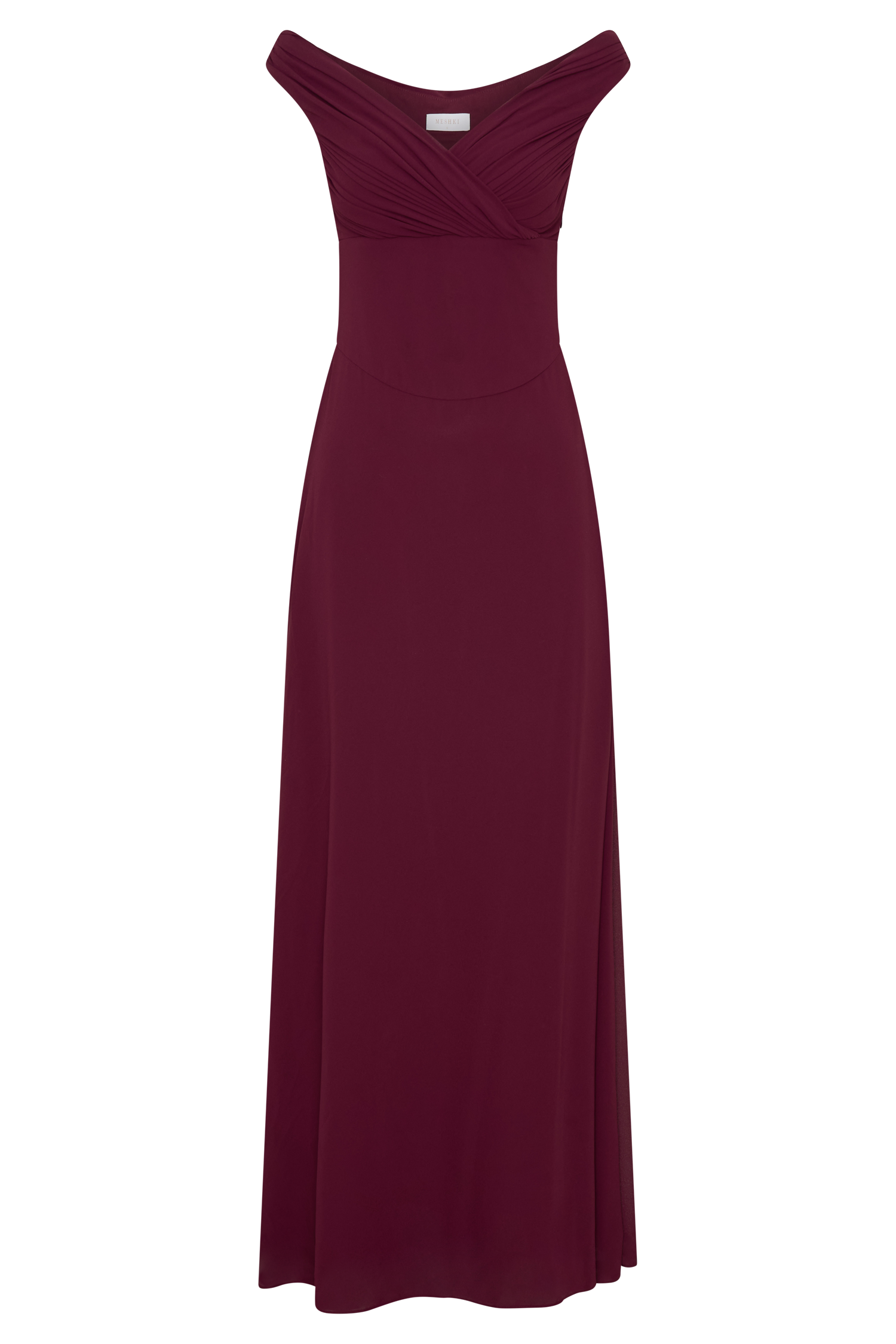Mabel Off Shoulder Chiffon Maxi Dress - Merlot