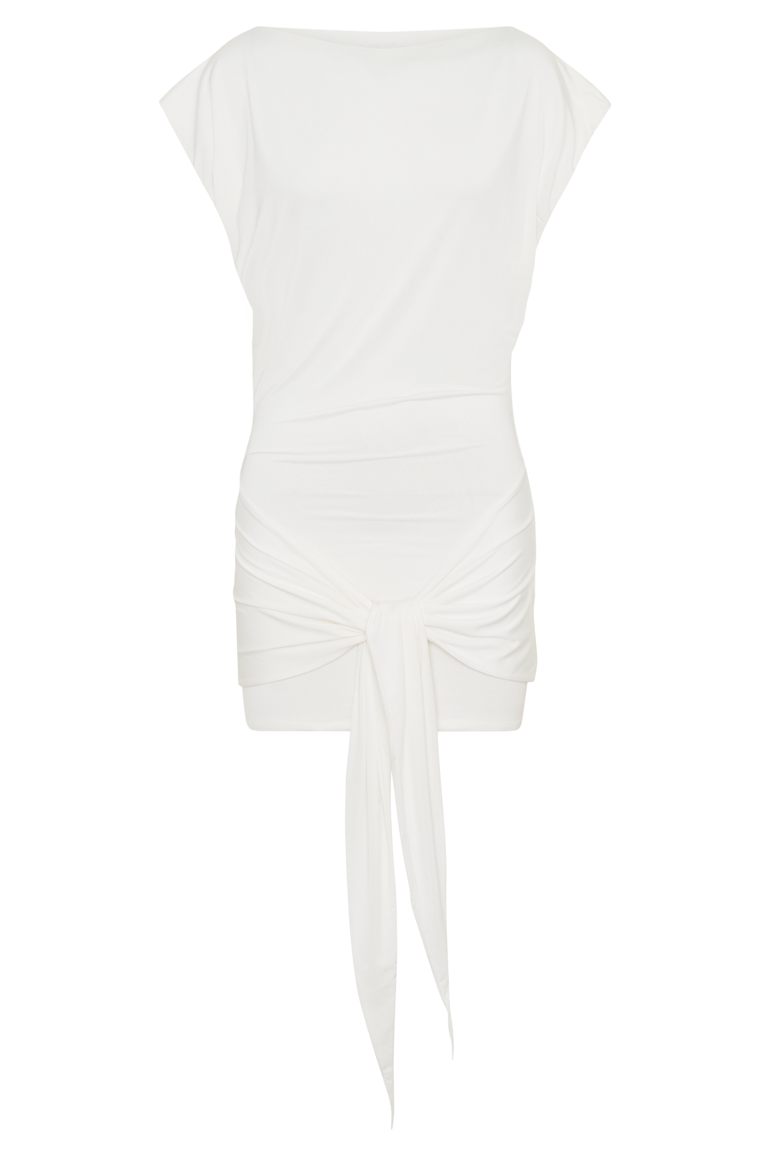 Maiara Shortsleeve Slinky Tie Mini Dress - White