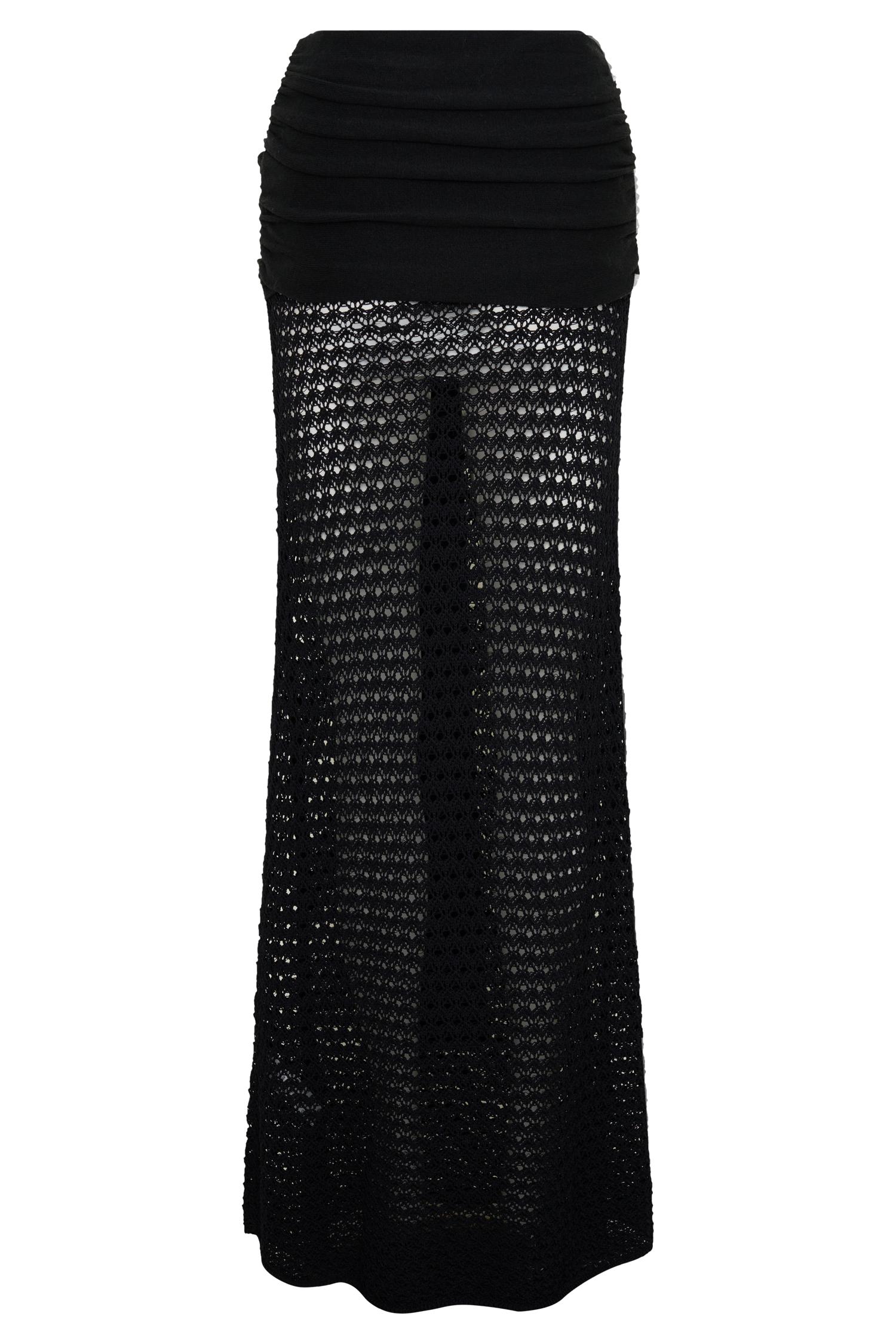 Mania Crochet Maxi Skirt With Hardware - Black