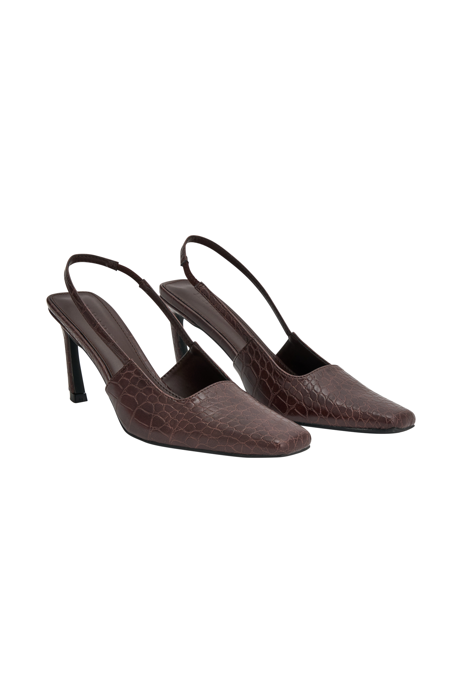 Maren Faux Leather Crocodile Heel - Chocolate
