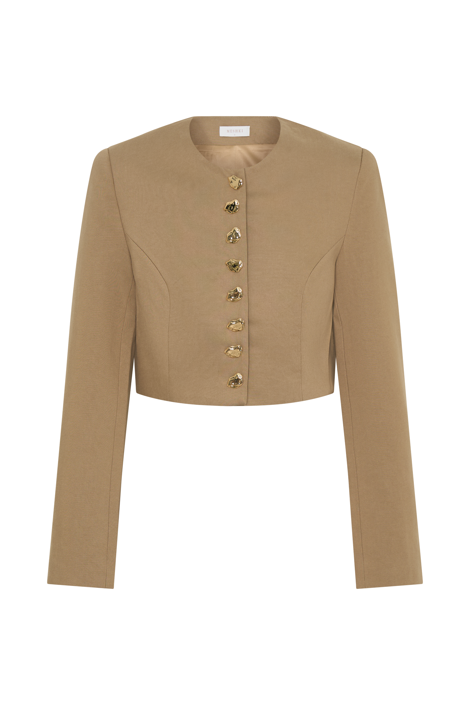 Marielle Button Up Cropped Jacket - Taupe