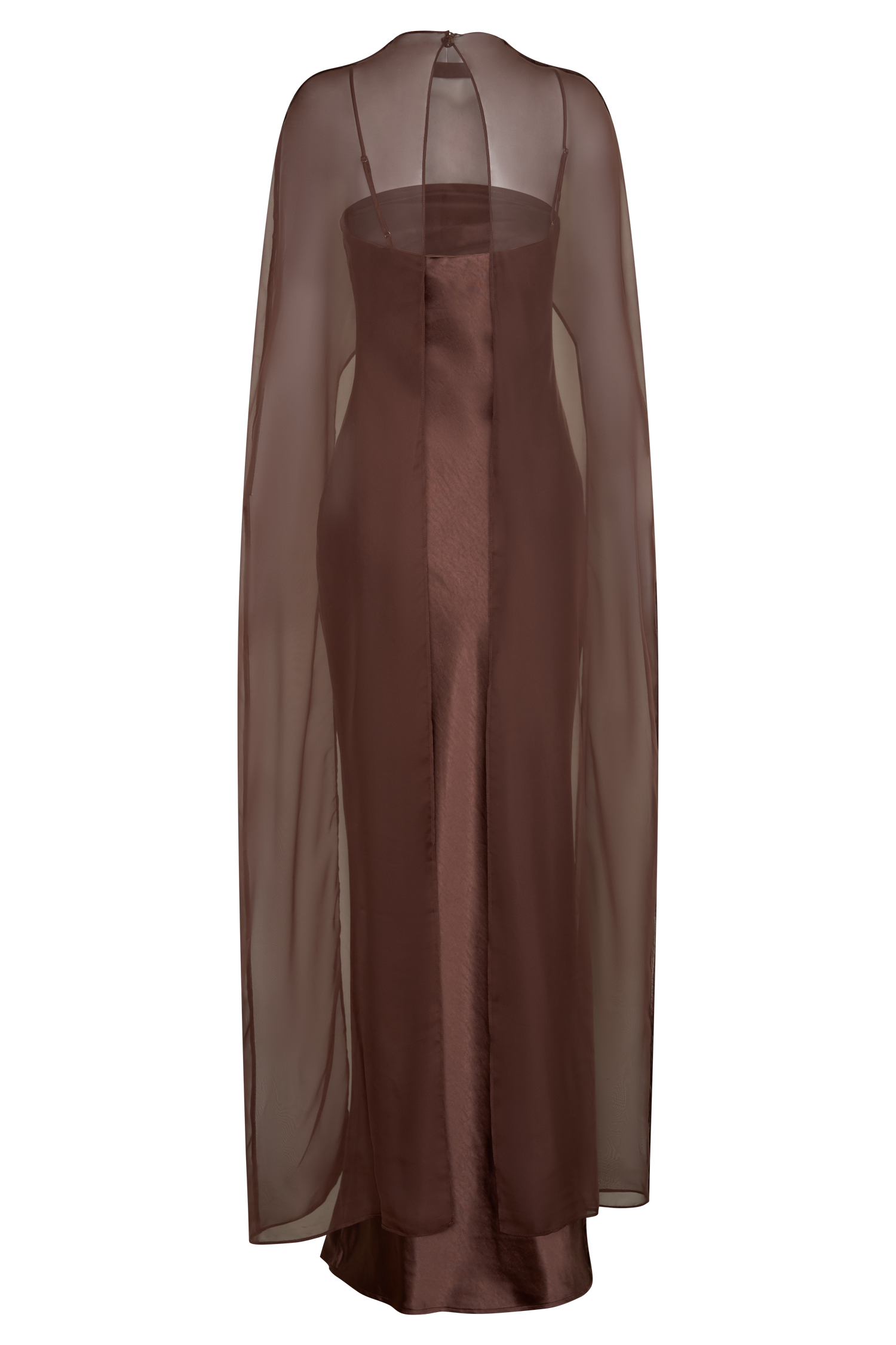 Martinne Chiffon Cape Maxi Dress - Mocha