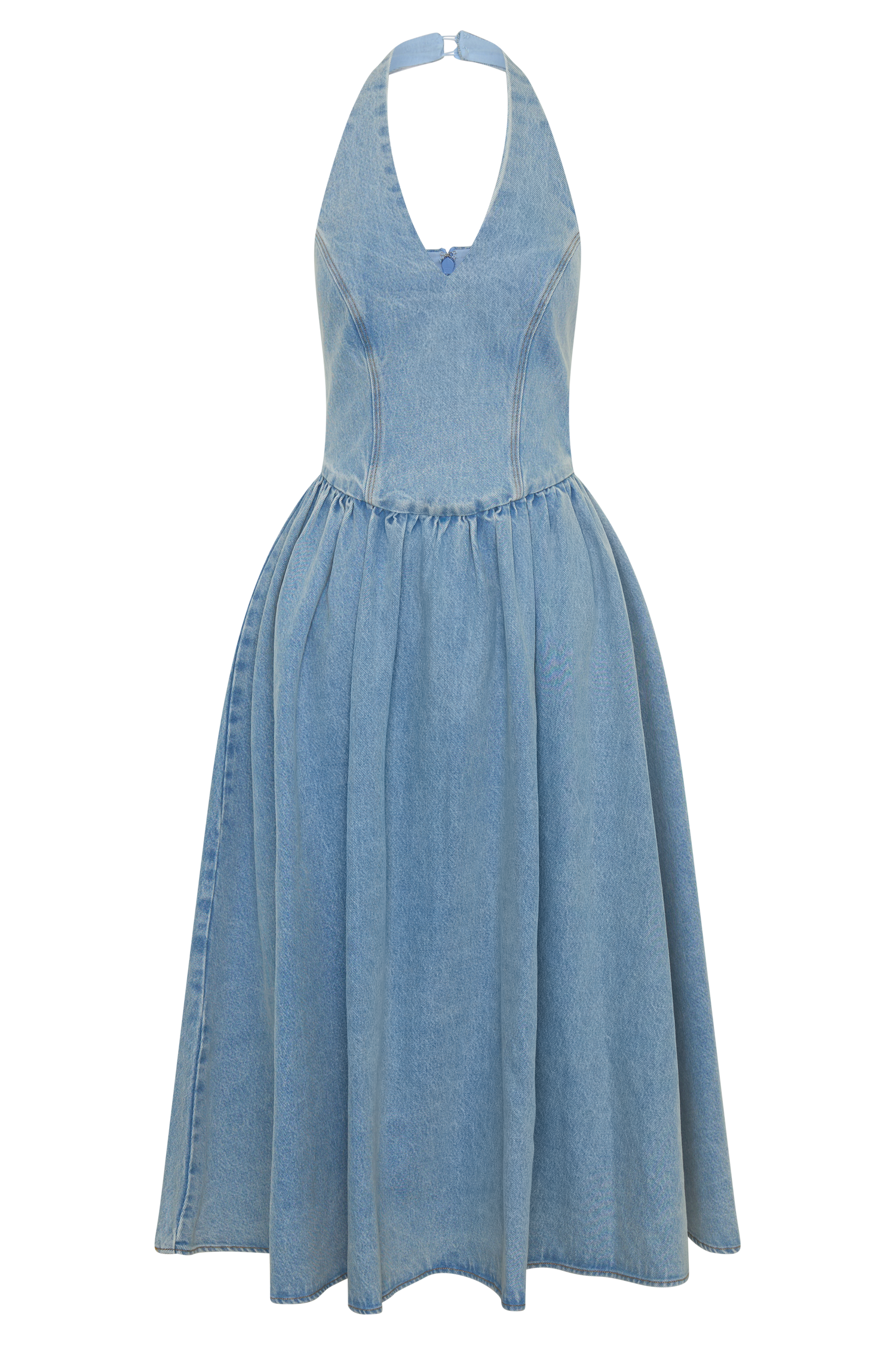 Miller Denim Halter Midi Dress - Classic Blue