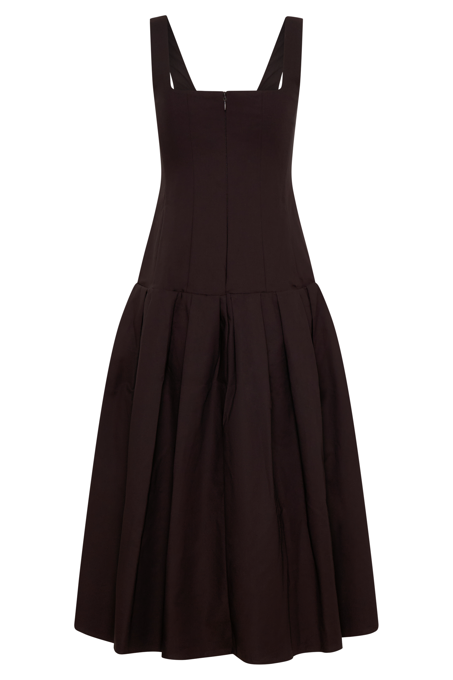 Natascha Drop Waist Cotton Midi Dress - Chocolate
