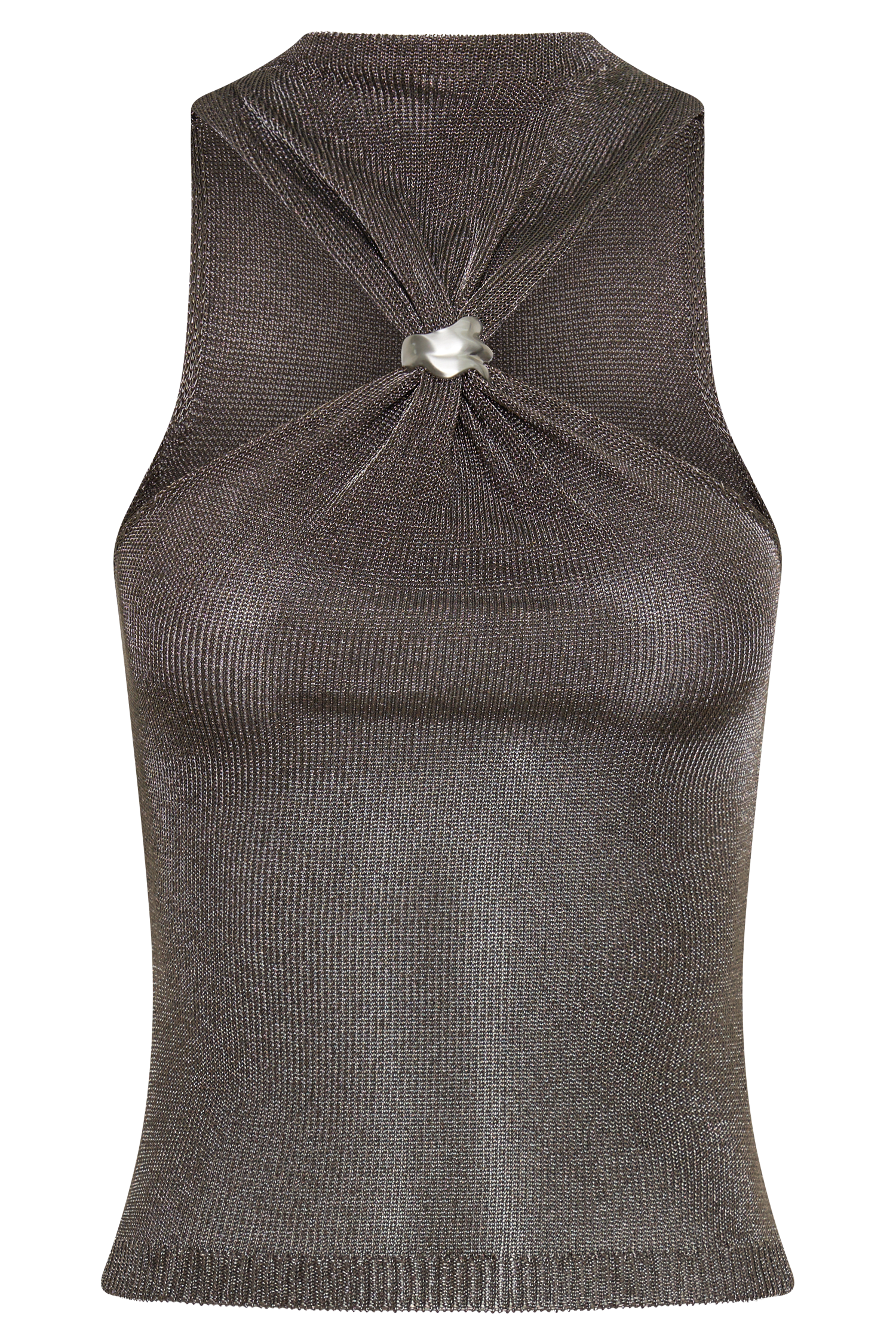 Nikki Lurex Top With Hardware - Gunmetal