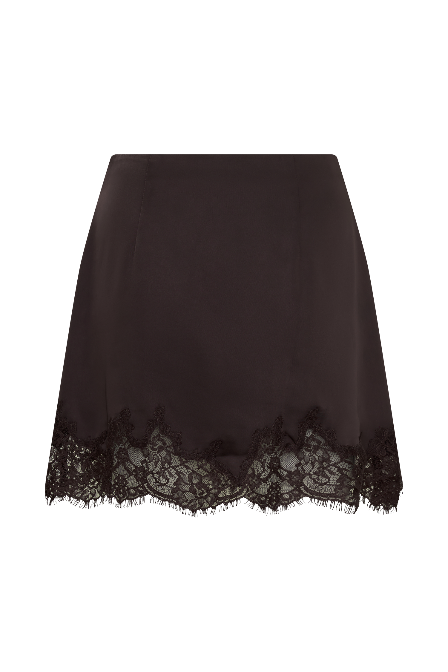 Nina Lace And Satin Mini Skirt - Chocolate