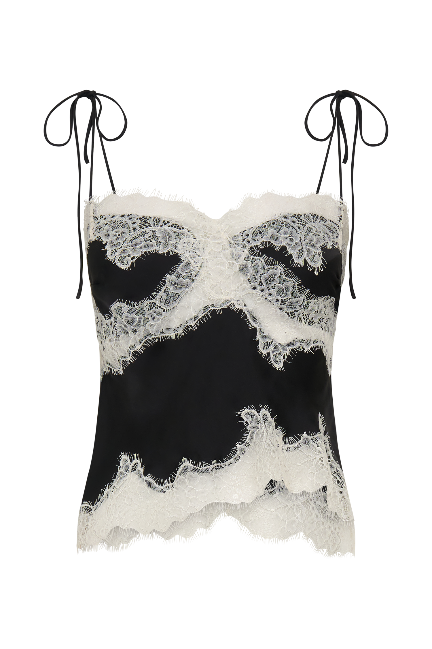 Nina Satin And Lace Camisole - Black/Ivory