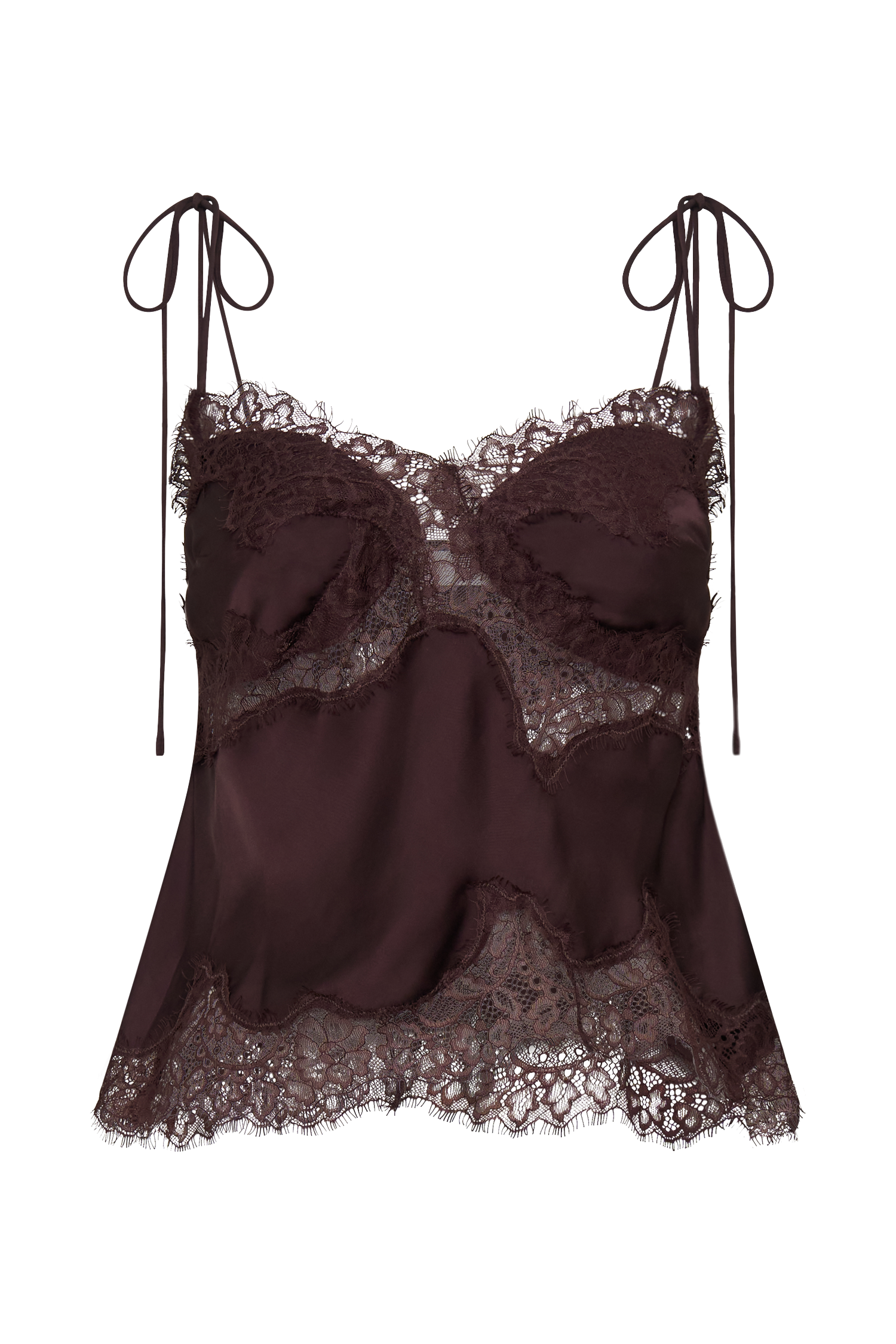 Nina Satin And Lace Camisole - Chocolate