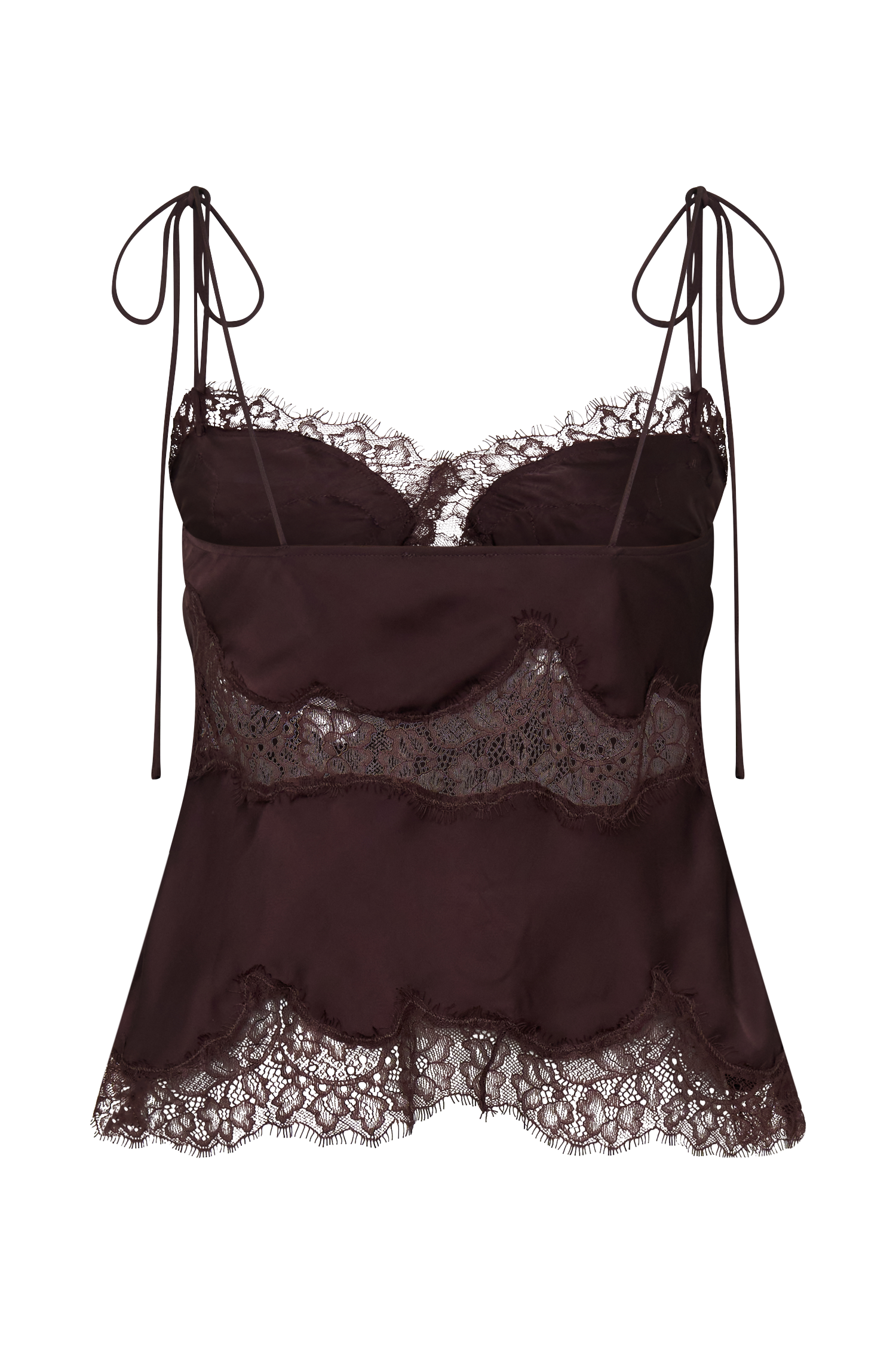 Nina Satin And Lace Camisole - Chocolate