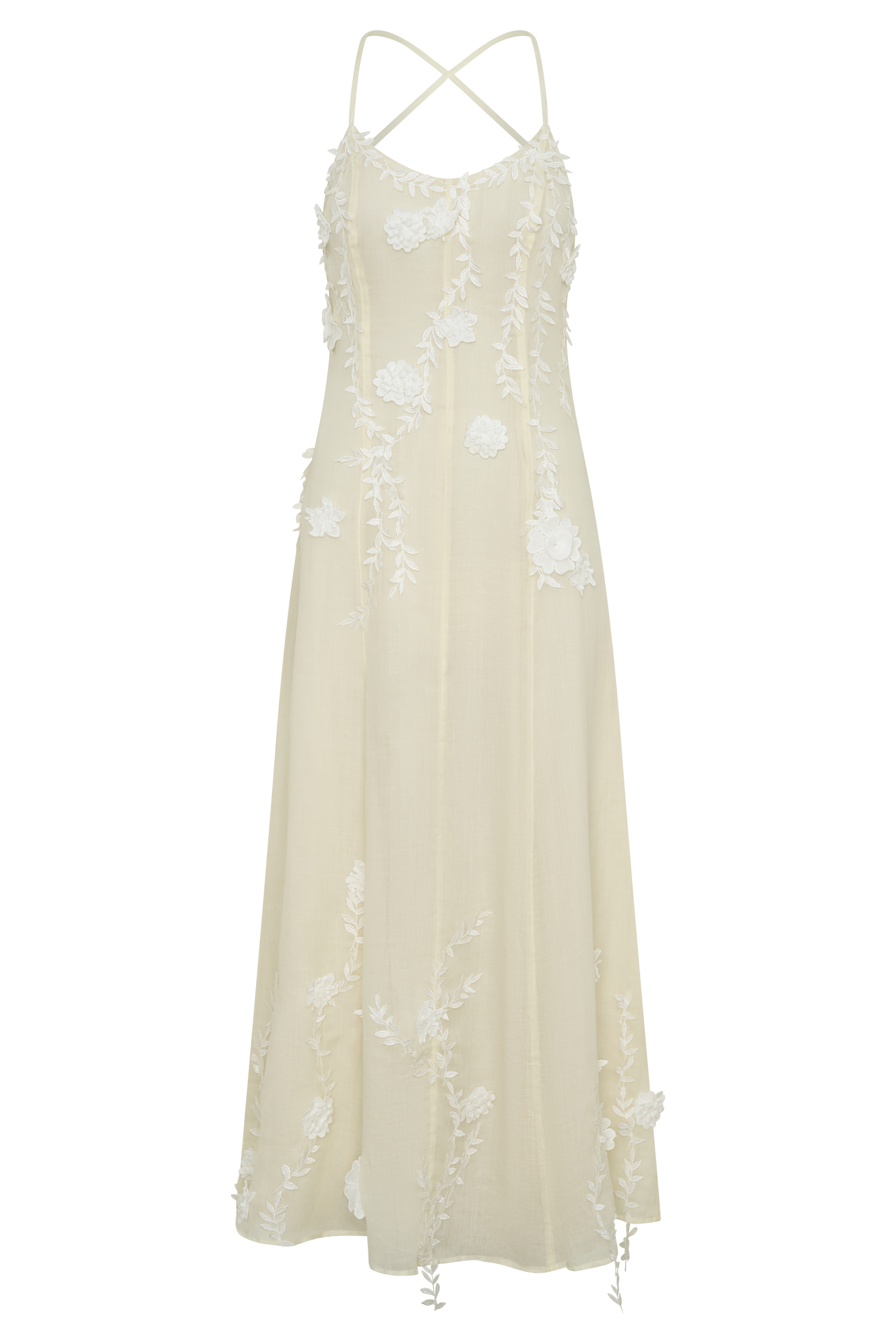 Odette Floral Lace Midi Dress - Buttermilk