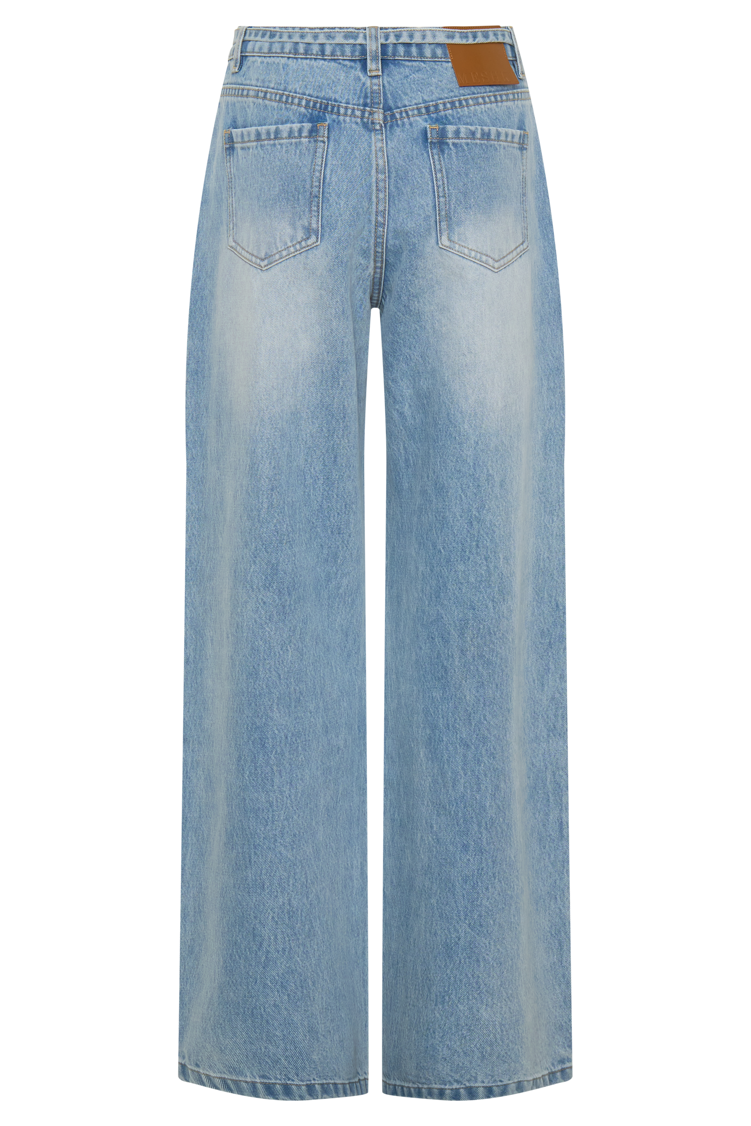 Perrie Mid Rise Straight Leg Tie Jeans - Washed Light Blue