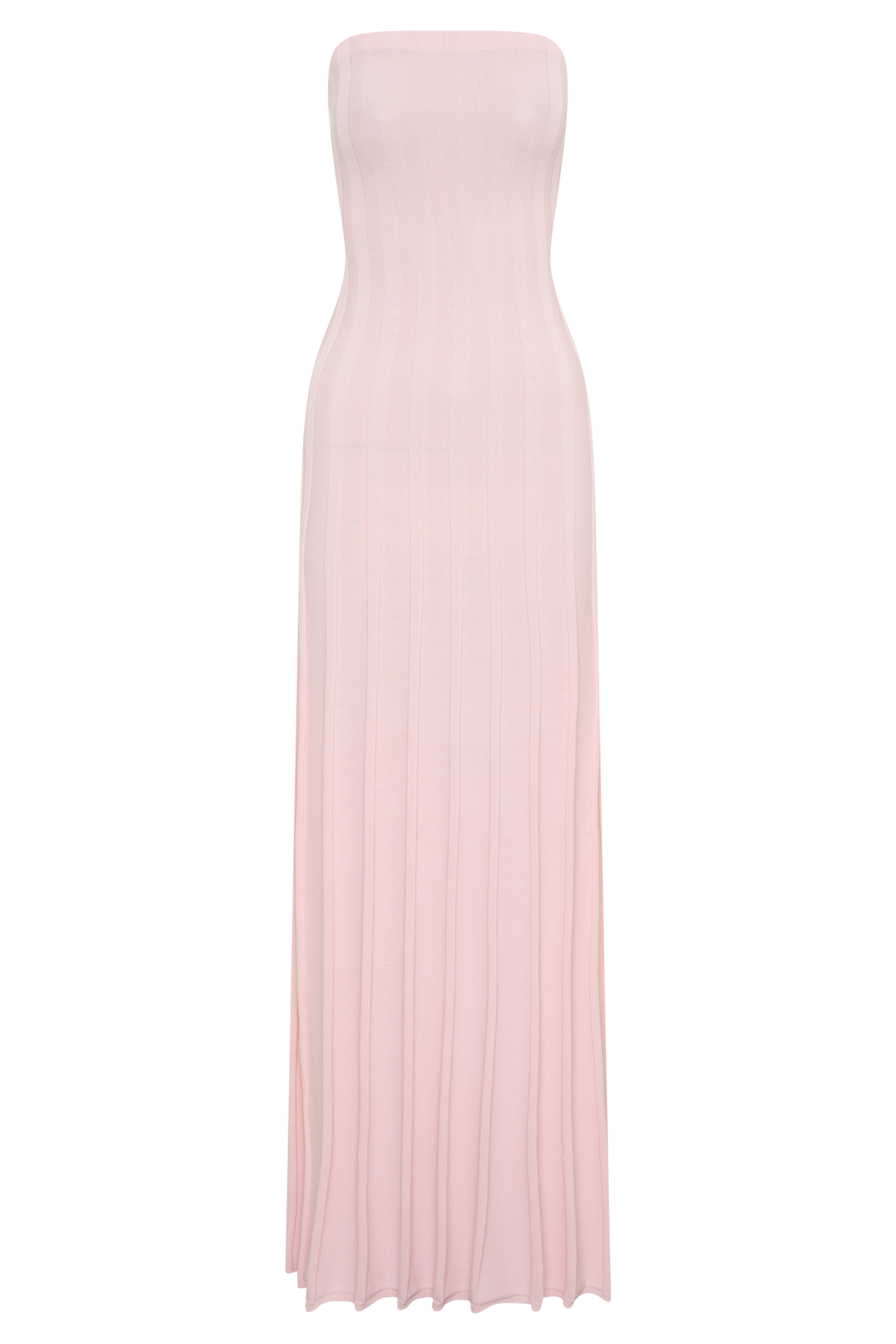 Pia Ribbed Strapless Maxi Dress - Baby Pink