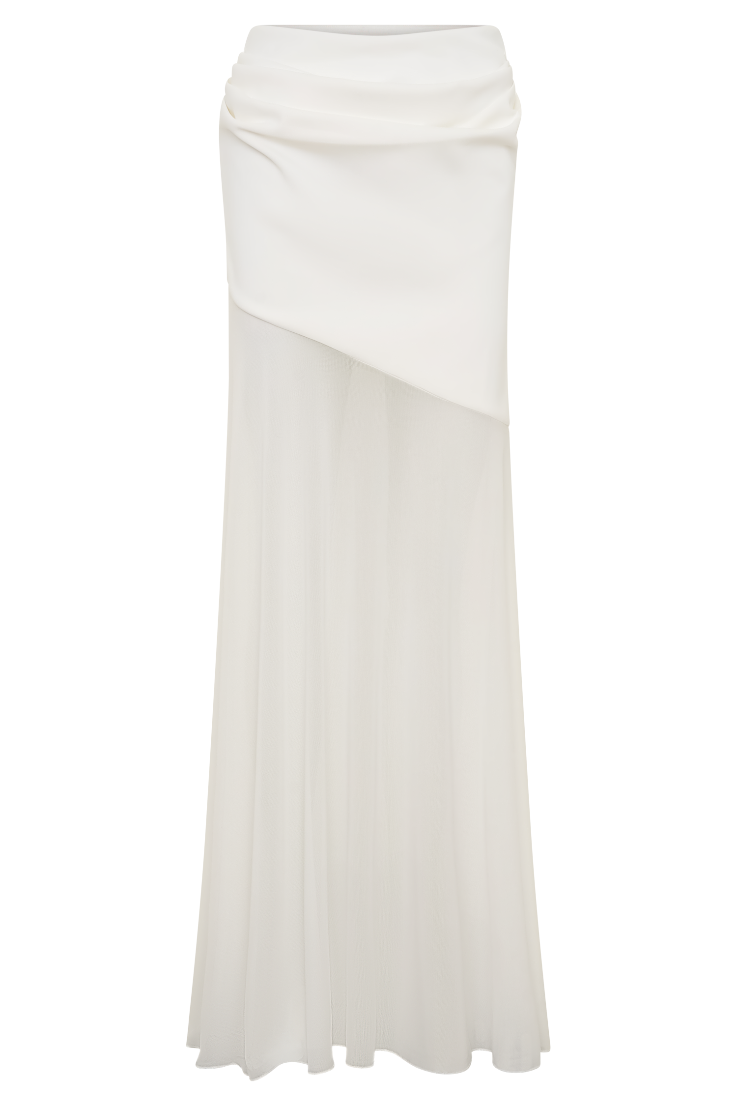 Portia Scuba And Mesh Maxi Skirt - White